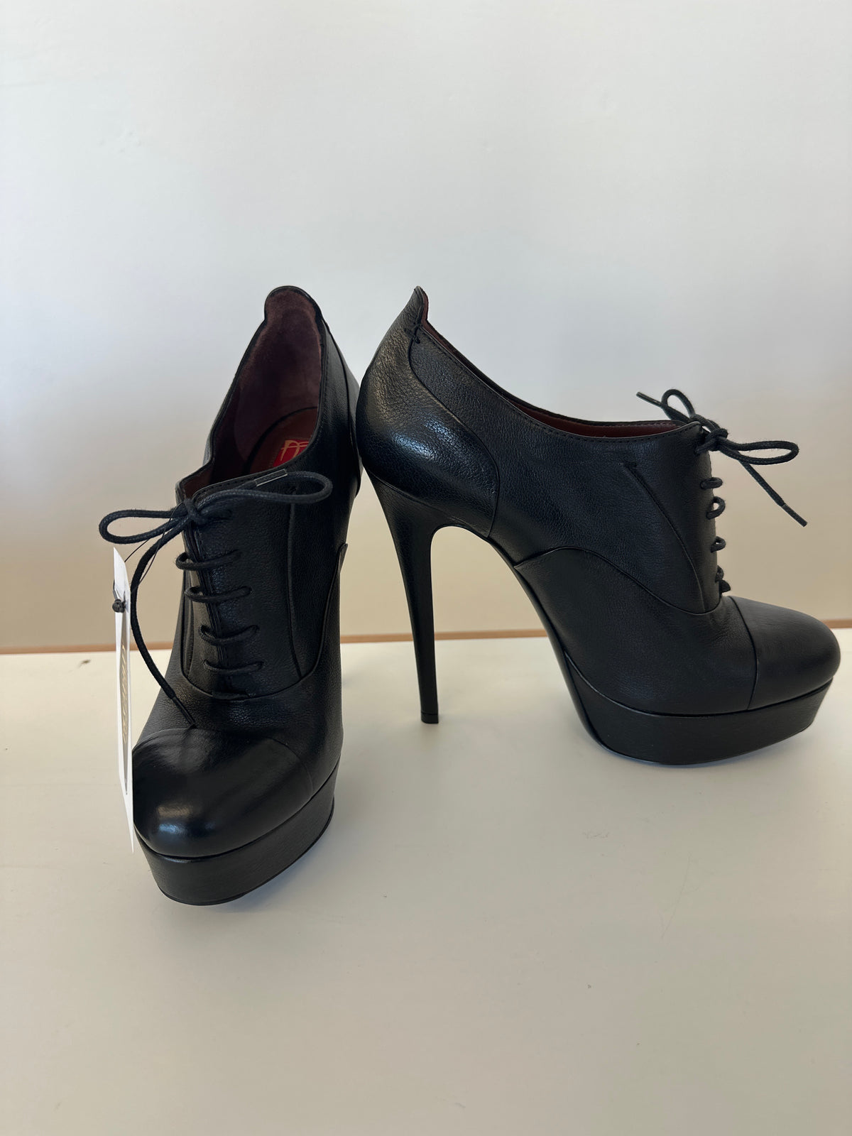 Scarpe Pelle Ballin Nere Plateu Francesine N 38.5