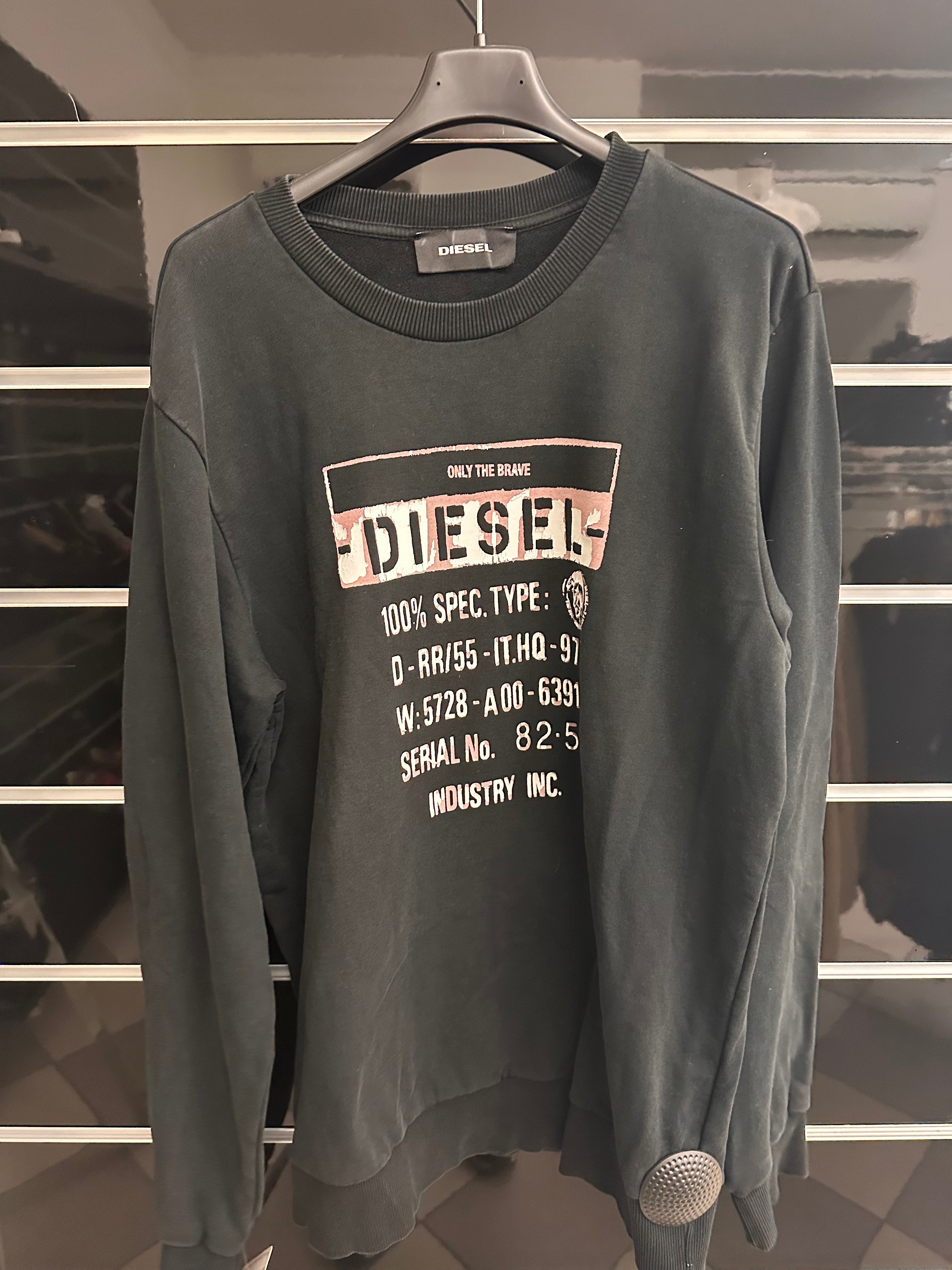 Felpa Nera Scritte Diesel Tg L