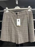 Pantaloncino Corto Quadretti Grigio Marrone Borchiette Tg 44 Qguaoa Nuovo Con Etichetta