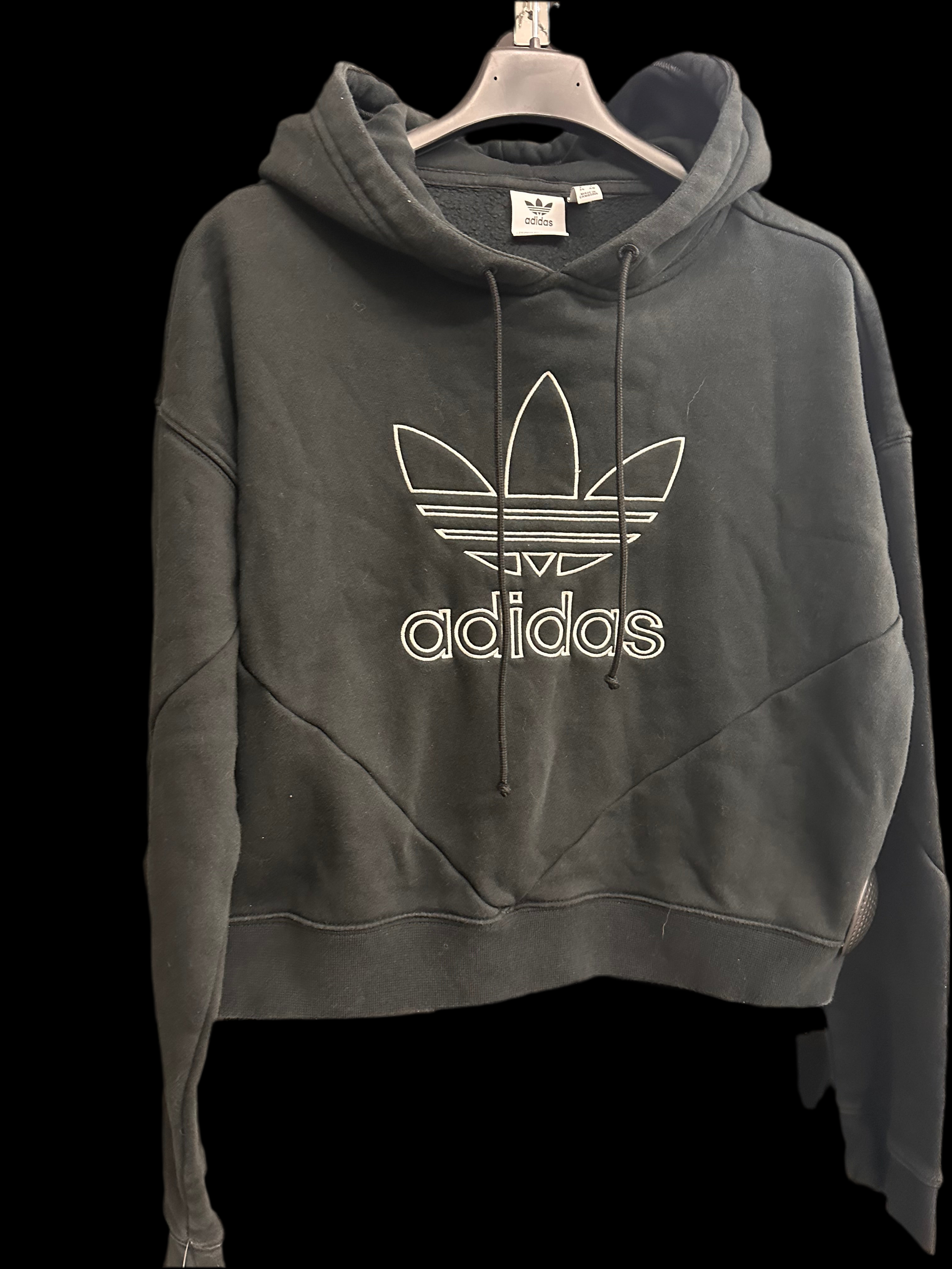 Felpa Nera Crop Cappuccio Adidas Tg I 40