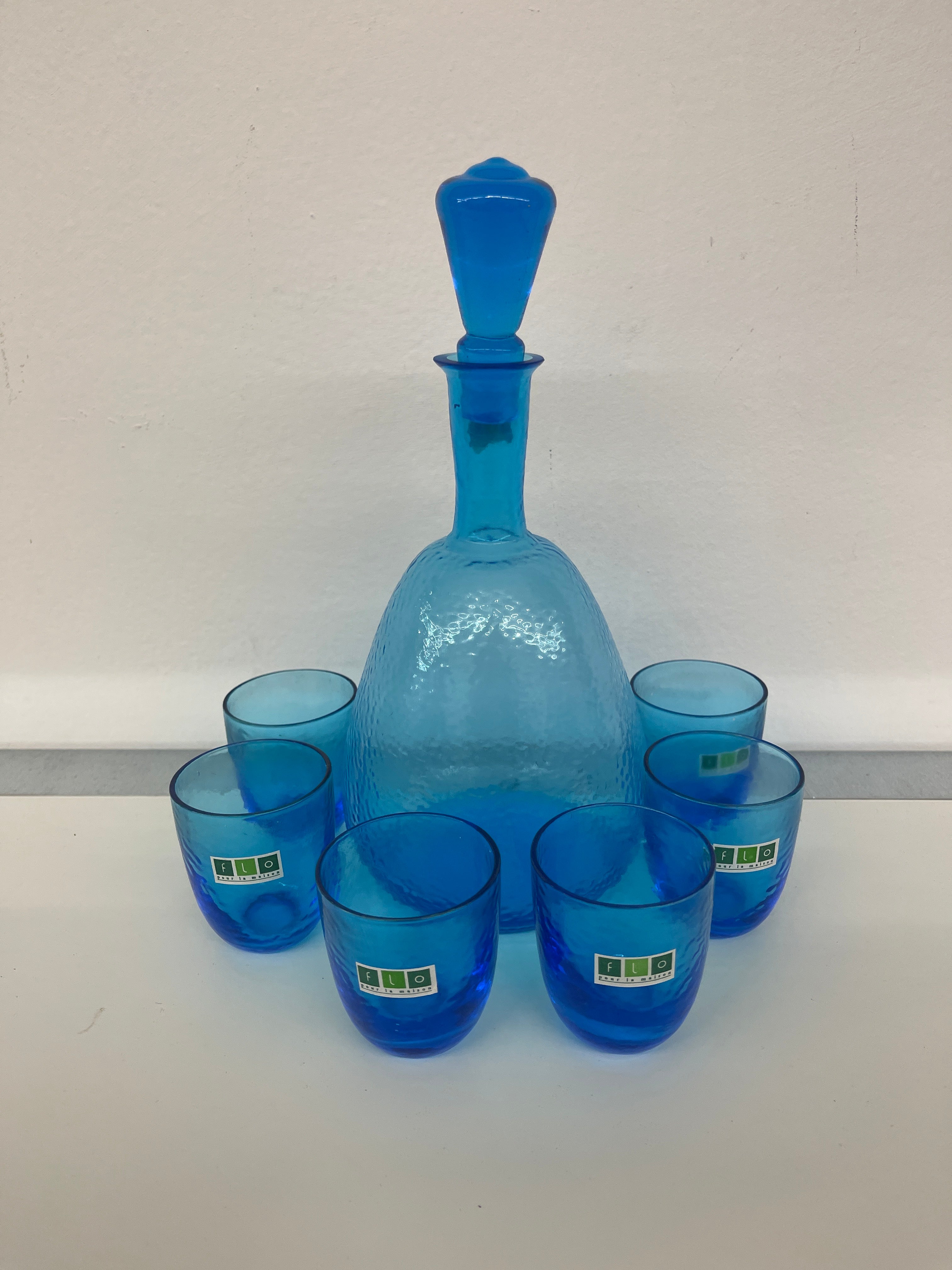 Serivizio 6 Bicchierini Liquore + Bottiglia Blu
