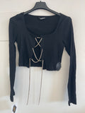 Crop Top Nero Shein Brilli Lacci Tg S