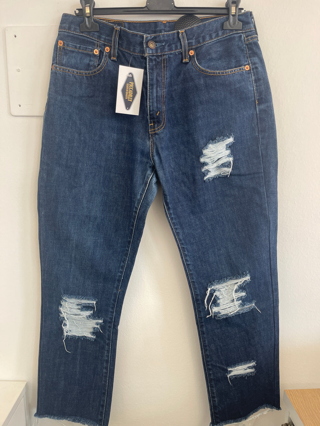 Jeans Lavaggiu Scuro Levi's 525 Strappi Tg 46