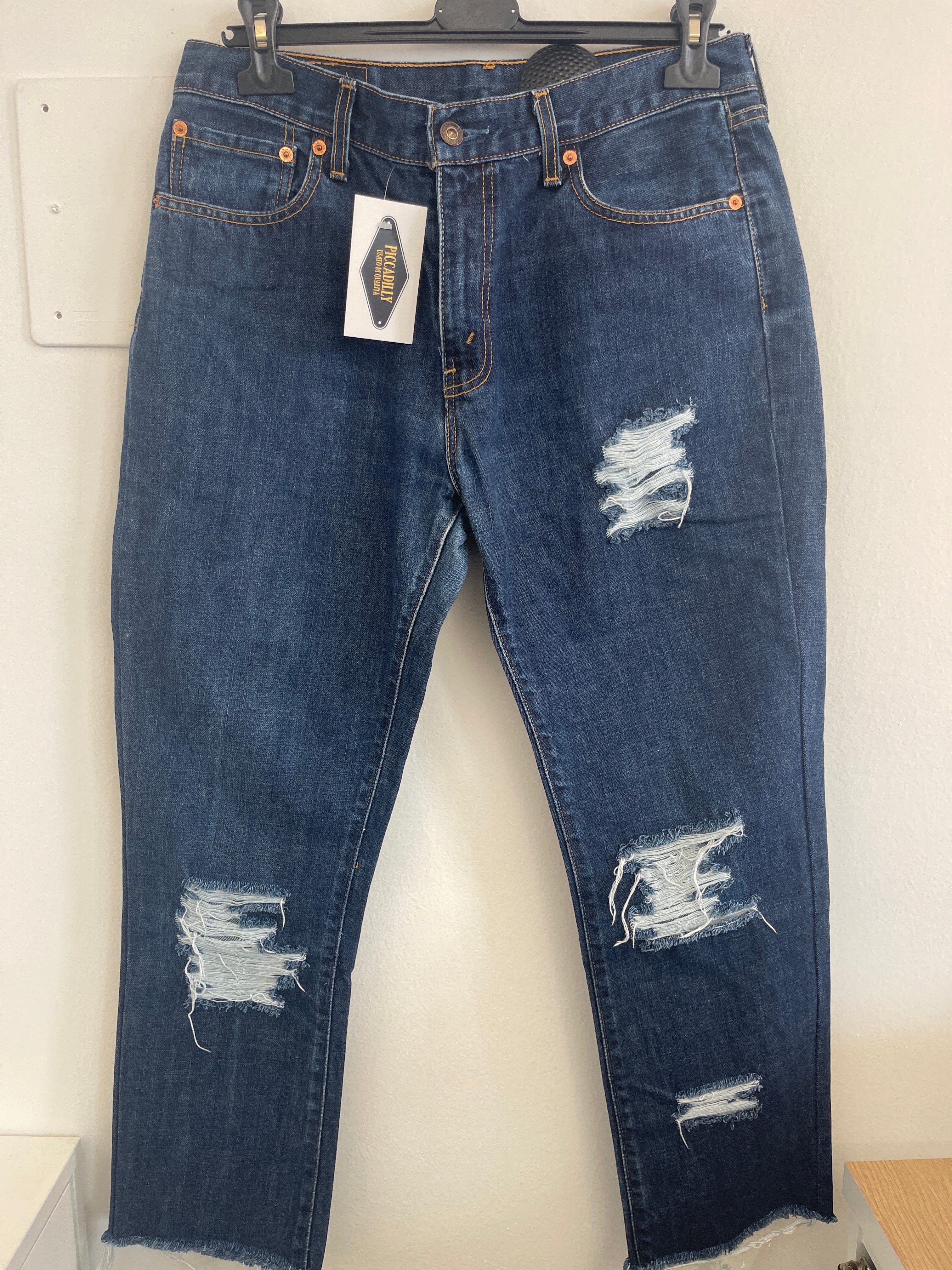 Jeans Lavaggiu Scuro Levi's 525 Strappi Tg 46