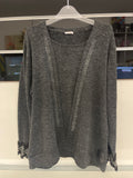 Maglioncino Grigio Inserto Brilli Maniche Pizzo Tg Grande