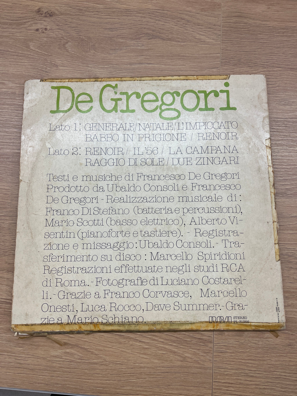 Disco Lp 33 Giri Viinile Francesco De Gregori –de Gregori