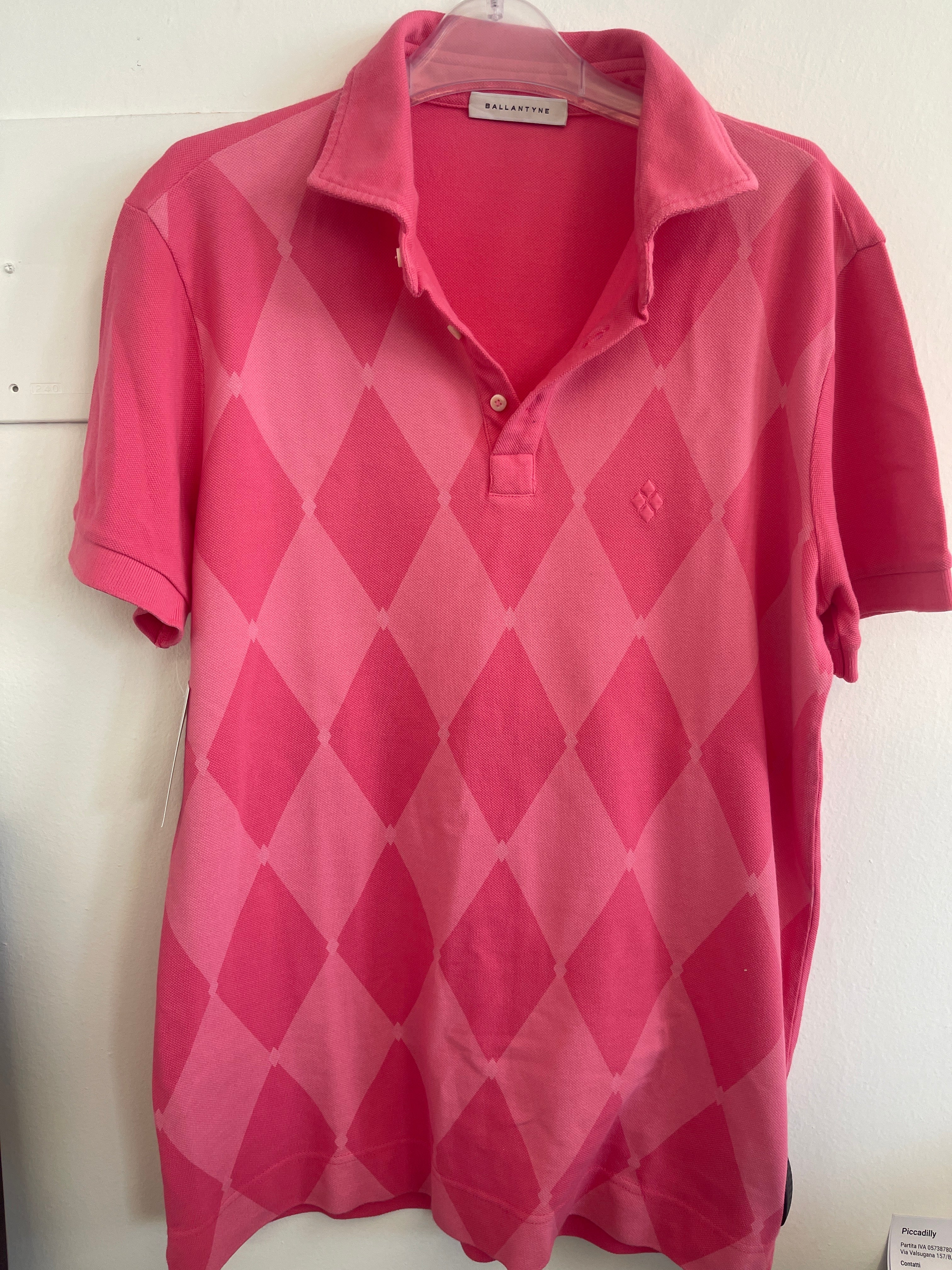 Polo Uomo Rosa Ballantyne T L 100% Cotone