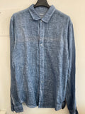 Camicia Uomo Lino Acbc  Azz/marrone Tg M/l