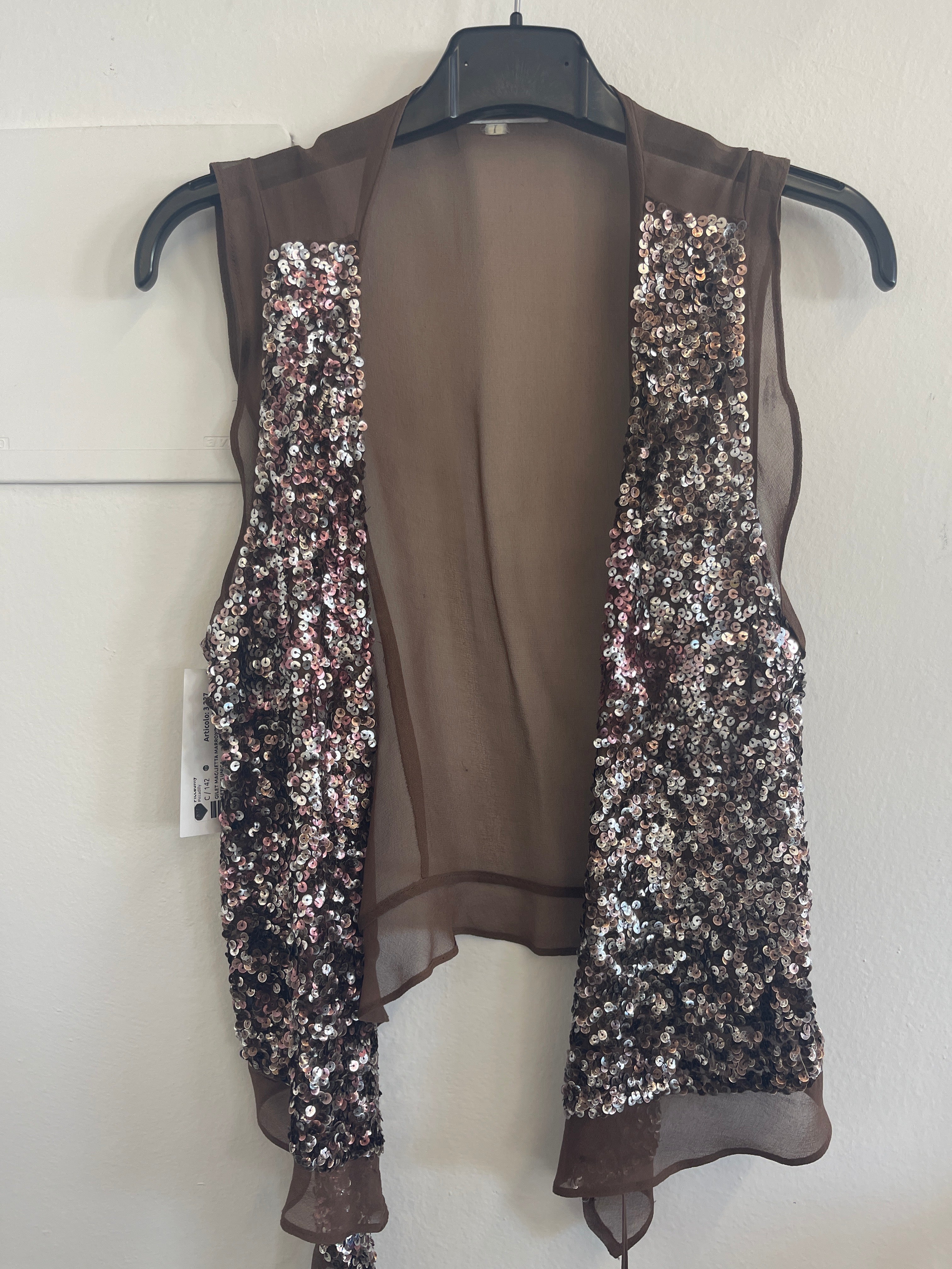 Gilet Maglietta Marrone List 100% Seta Tg Unica