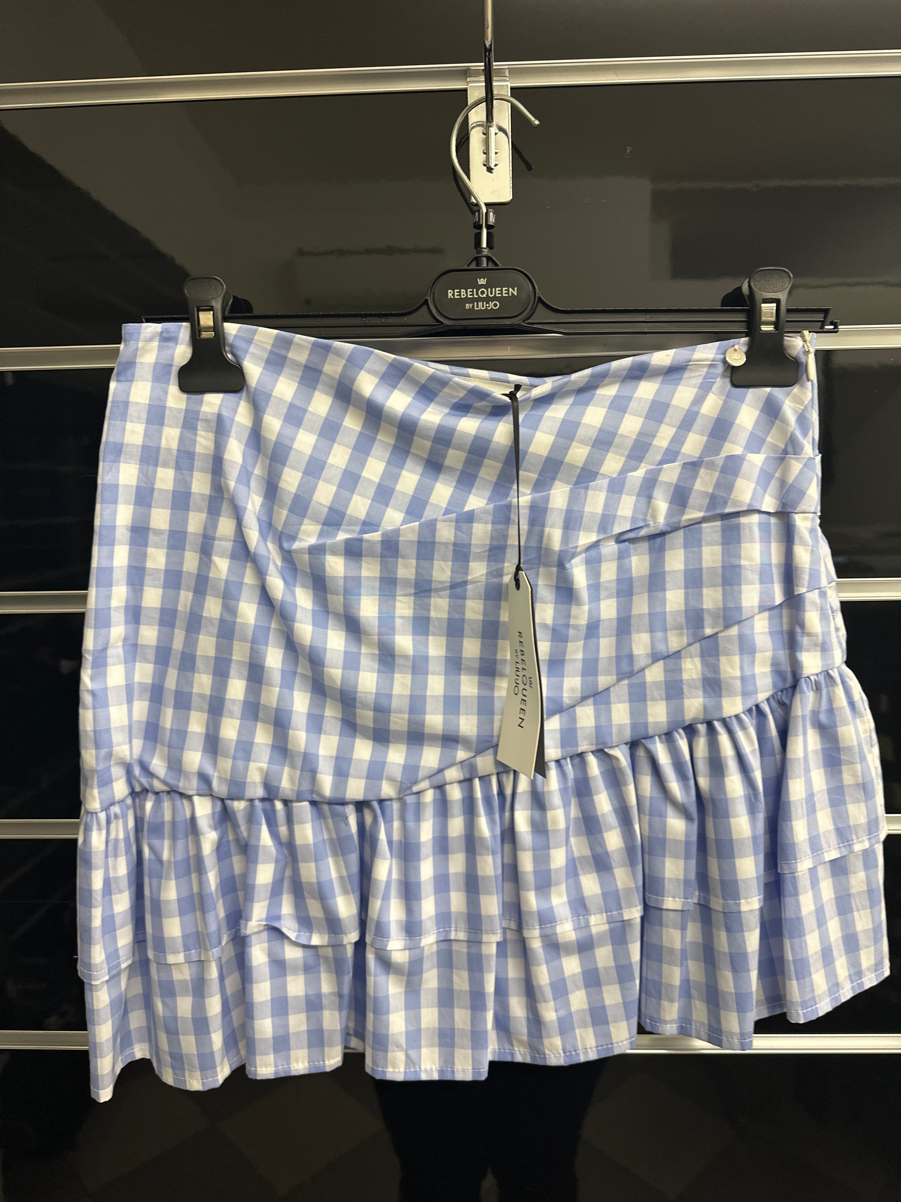 Gonna Quadretti Bianco Azzurro 100%cotone Tg M Rebelqeen By Liu Jo Nuovo Con Etichetta