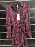 Abito Nero Fantasia Etnica Floreale Rosa Filo Brilli Colletto Tg Xs Q Guapa Nuovo Con Etichetta