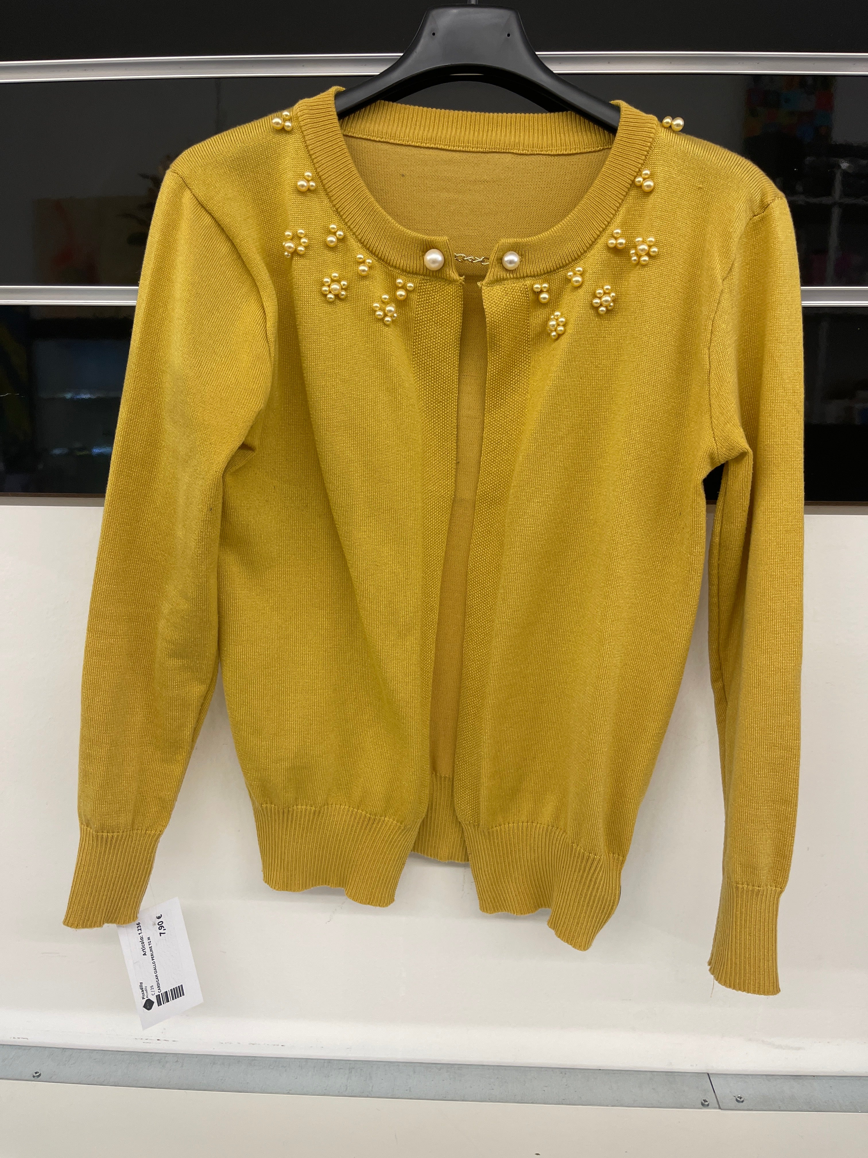 Cardigan Giallo Perline Tg M