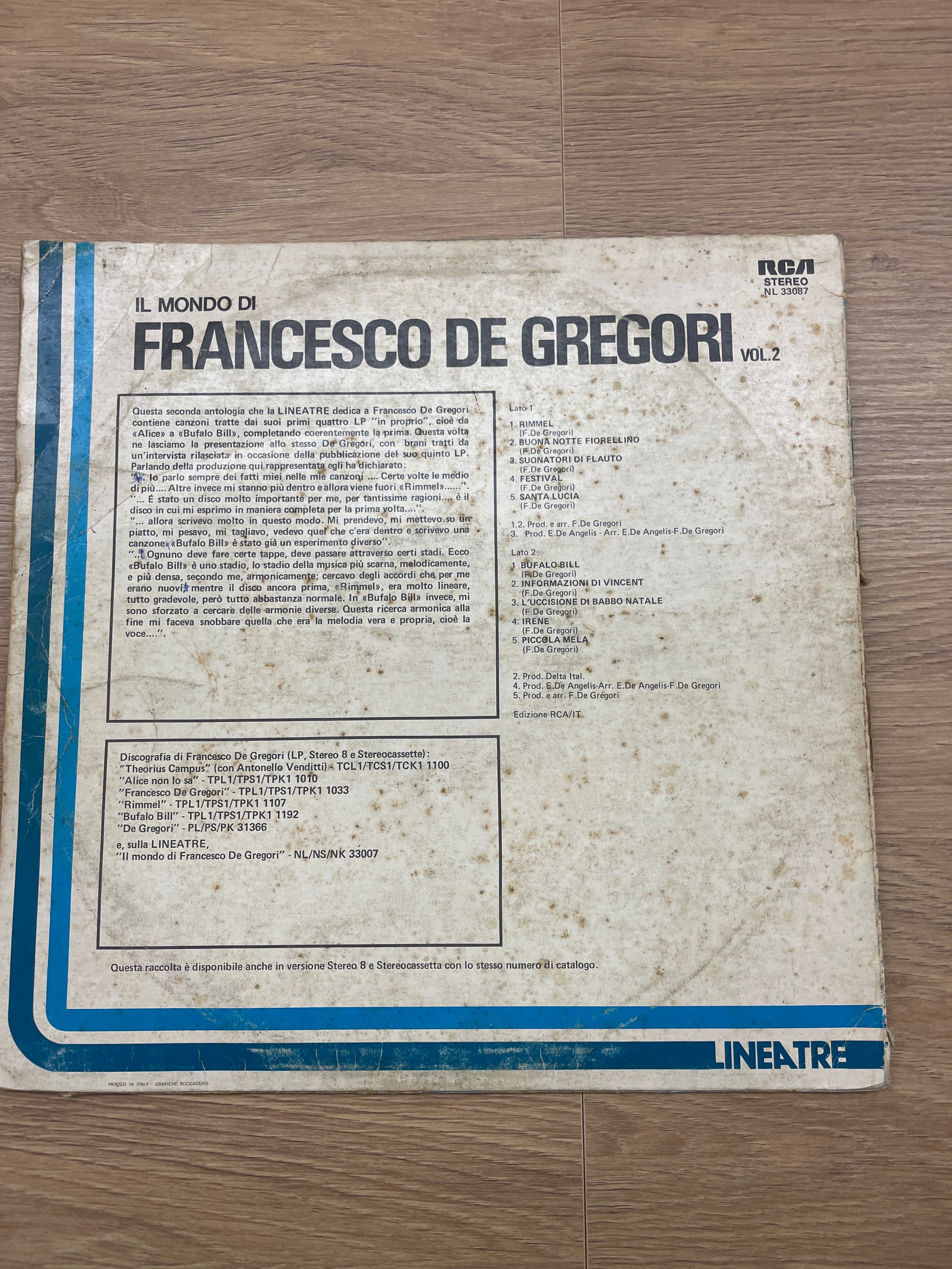 Disco Lp 33 Giri Vinile Francesco De Gregori –il Mondo Di Francesco De Gregori Vol. 2
