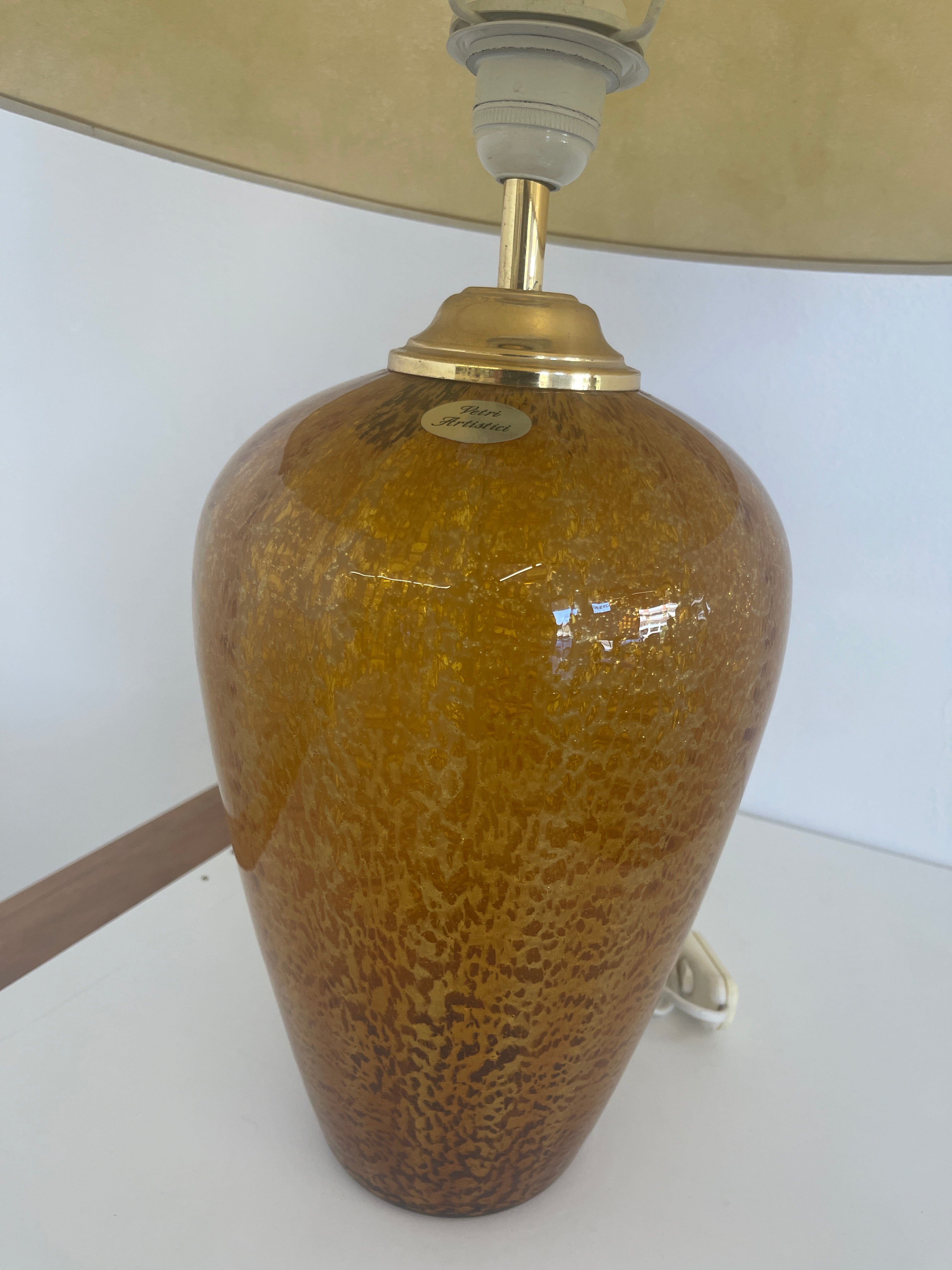 Lampada Da Tavolo Teorema Murano Decorazione Foglia Oro 24k