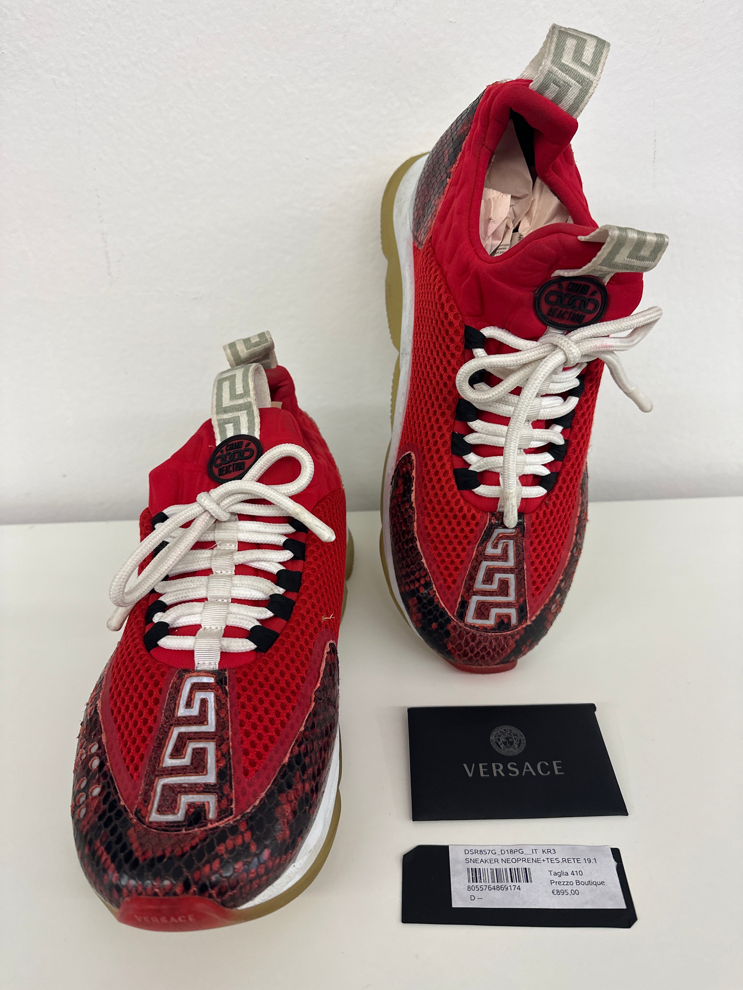 Scarpe Versace Chain Reaction Rosse   Pitone Goffrato Numero 41