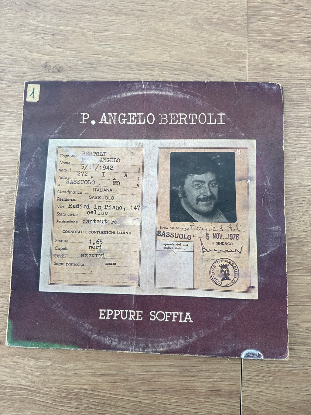Disco Lp 33 Giri Vinile P.angelo Bertoli * –eppure Soffia