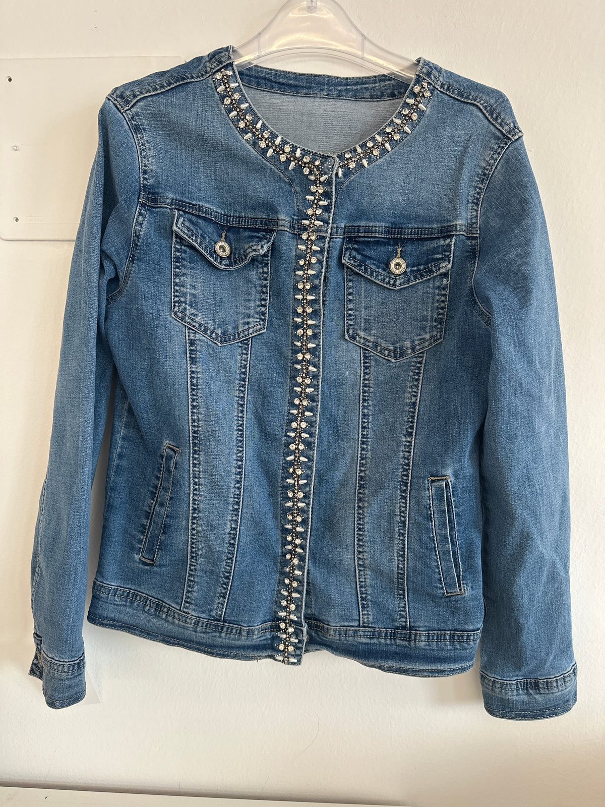 Giubbino In Jeans Applicazione Brilli Tg L
