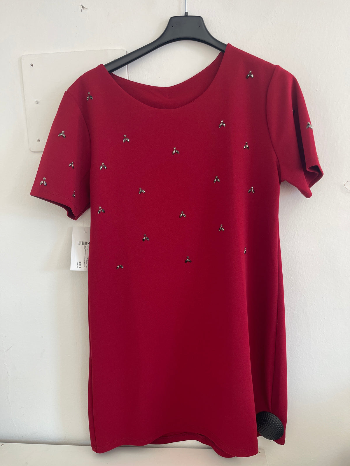 Vestito Rosso Applicazioni Brilli Tg Unica
