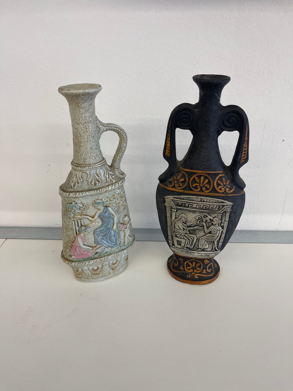 Bottiglia In Ceramica Decorata Anni 60