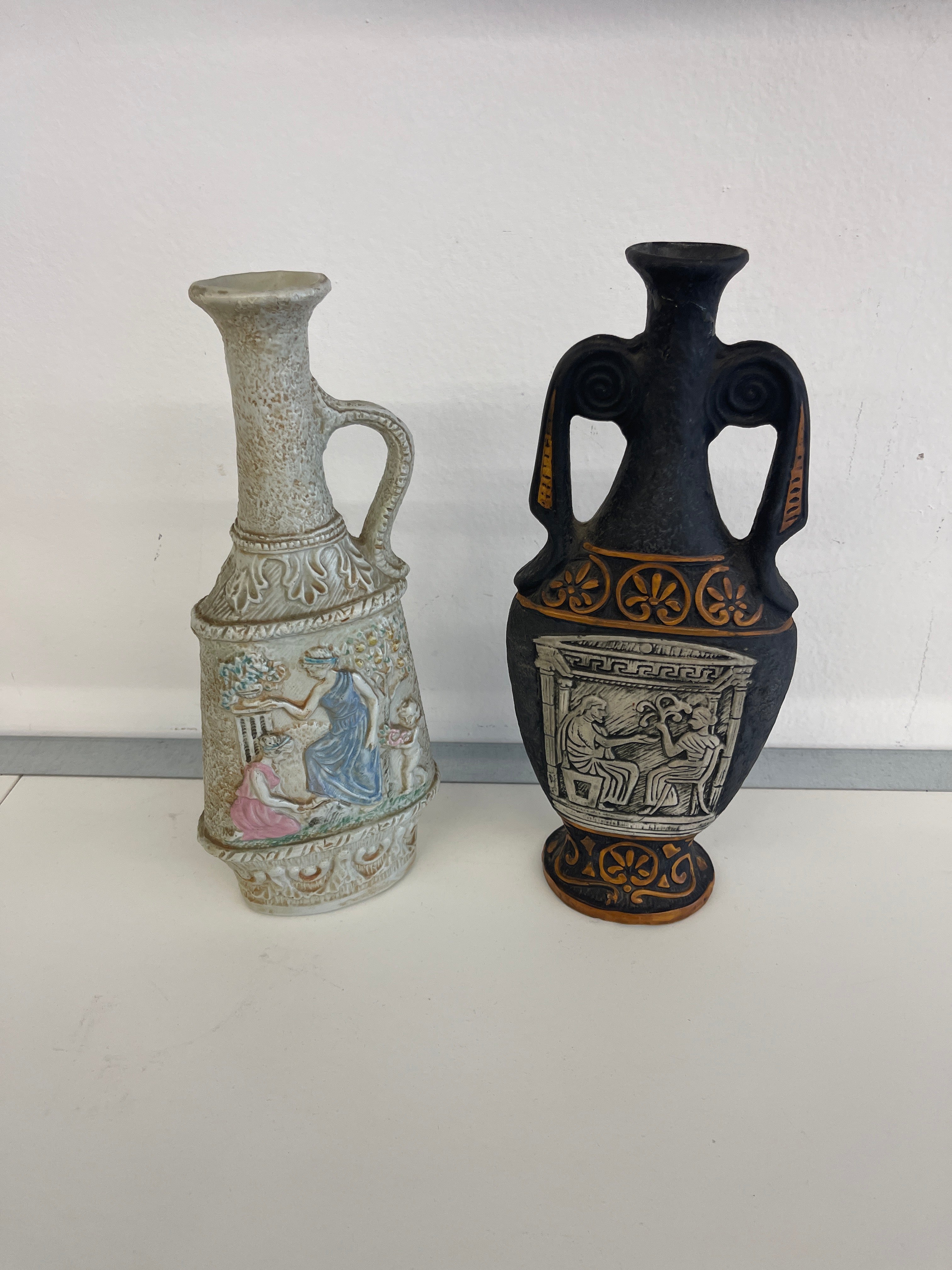 Bottiglia In Ceramica Decorata Anni 60