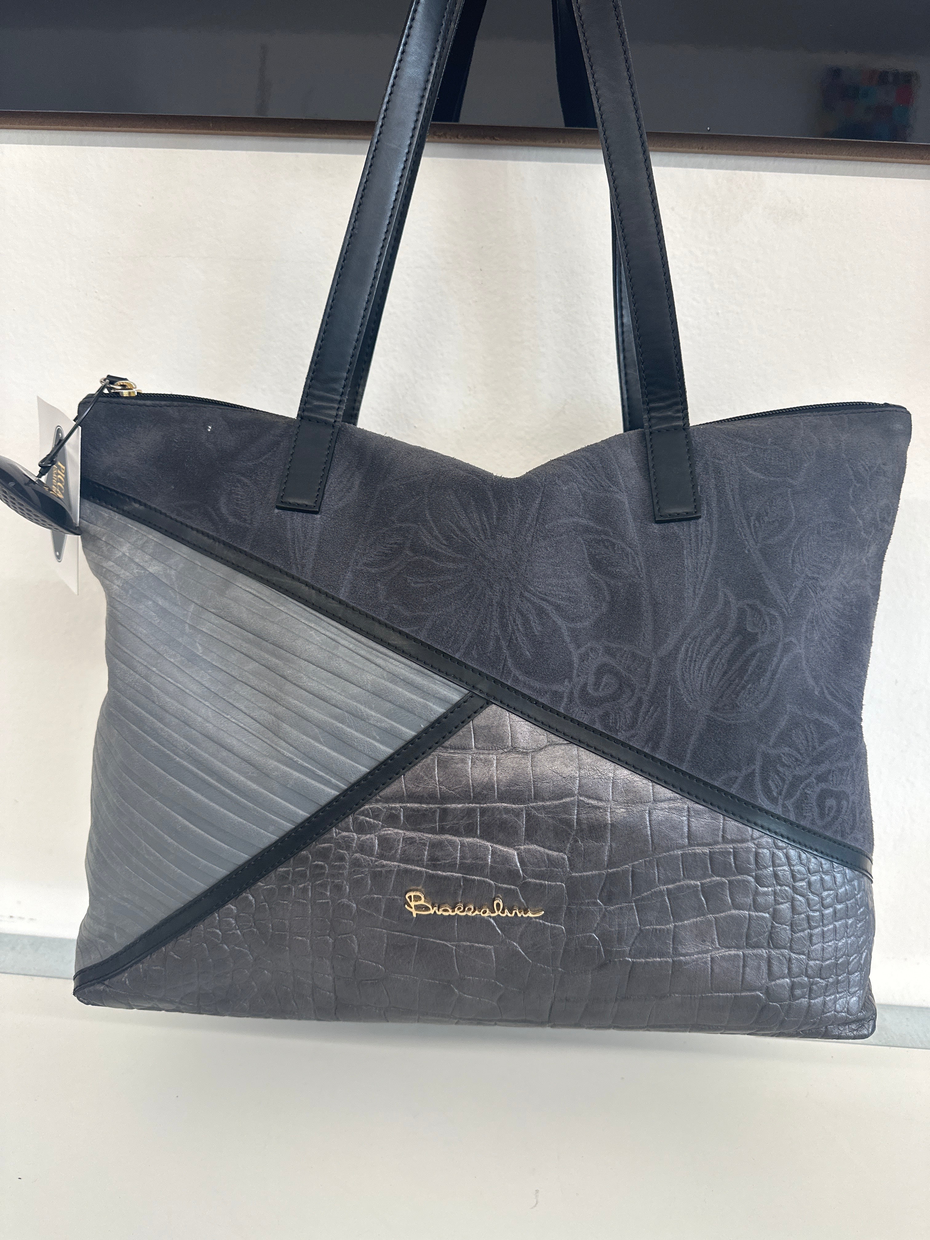 Borsa Camoscio E Pelle Braccialini Grigia