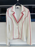 Giacca Cotone Bianco Linee Rosse Mariagrazia Severi Tg 46
