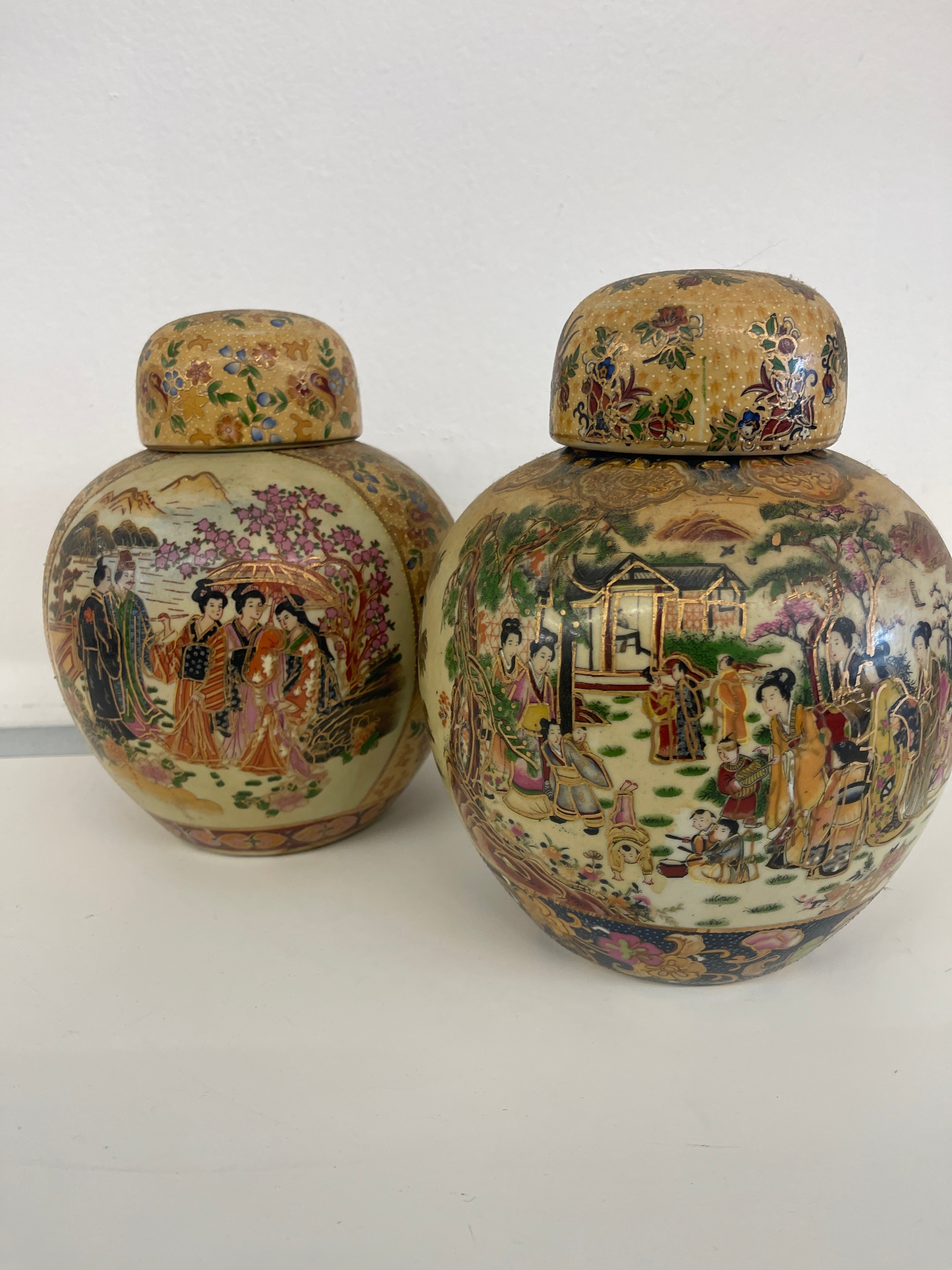 Coppia Vaso Orientale Made In China Royal Satsuma