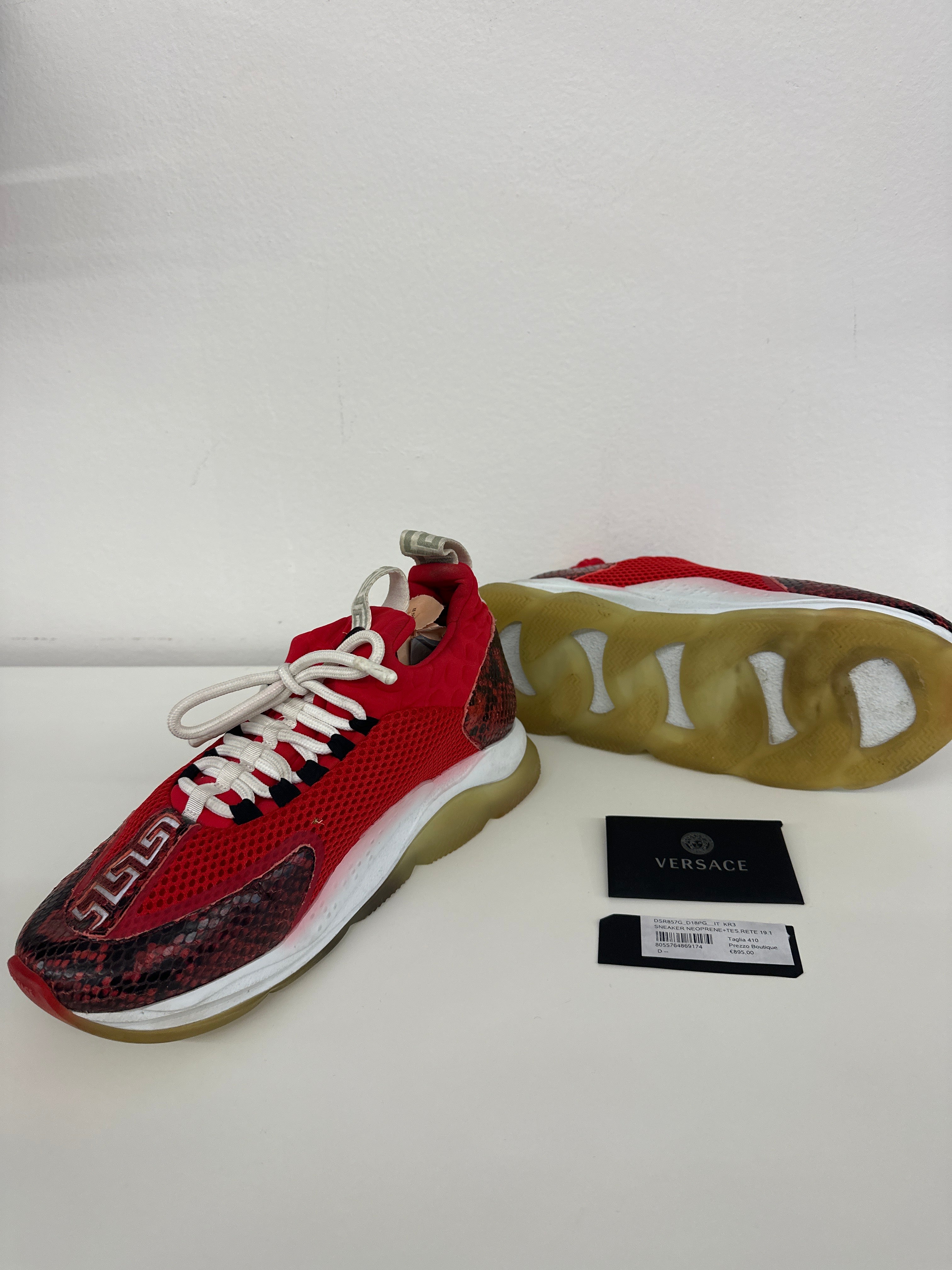 Scarpe Versace Chain Reaction Rosse   Pitone Goffrato Numero 41
