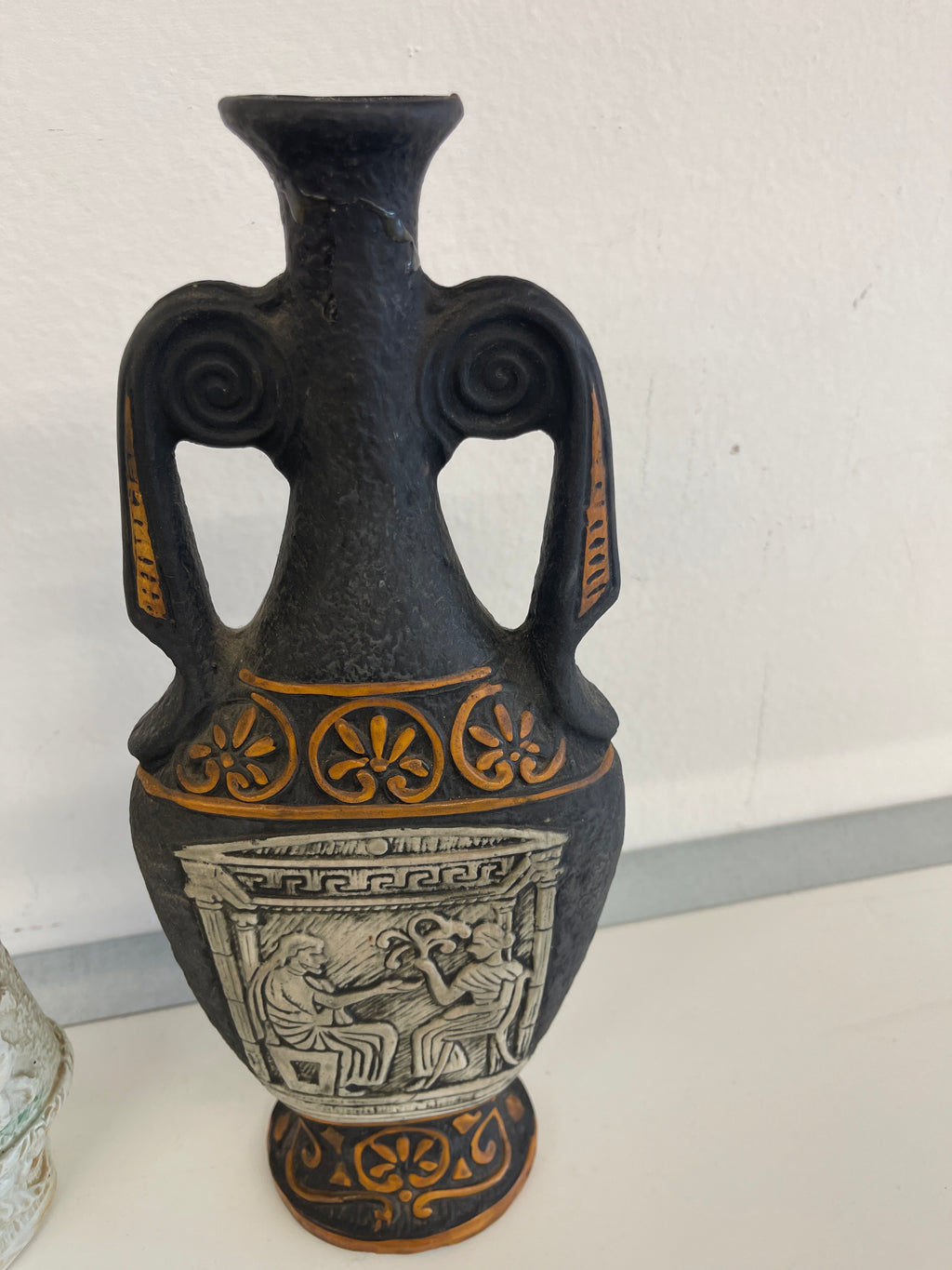 Bottiglia In Ceramica Decorata Anni 60