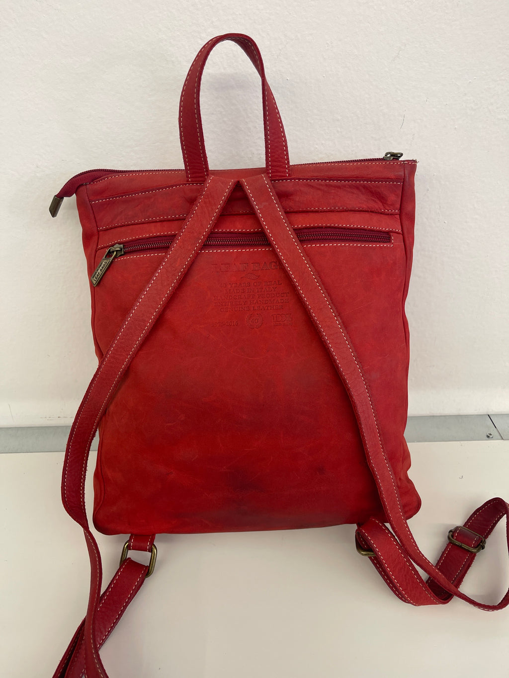 Zainetto Rosso Pelle Leaf Bags