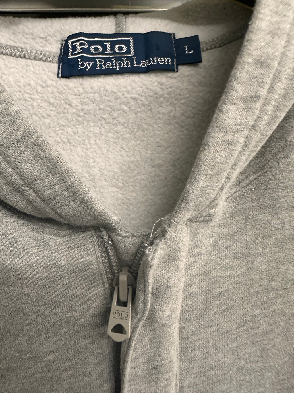 Felpa Grigia Cappuccio Zip Collo Polo By Ralph Lauren Tg L