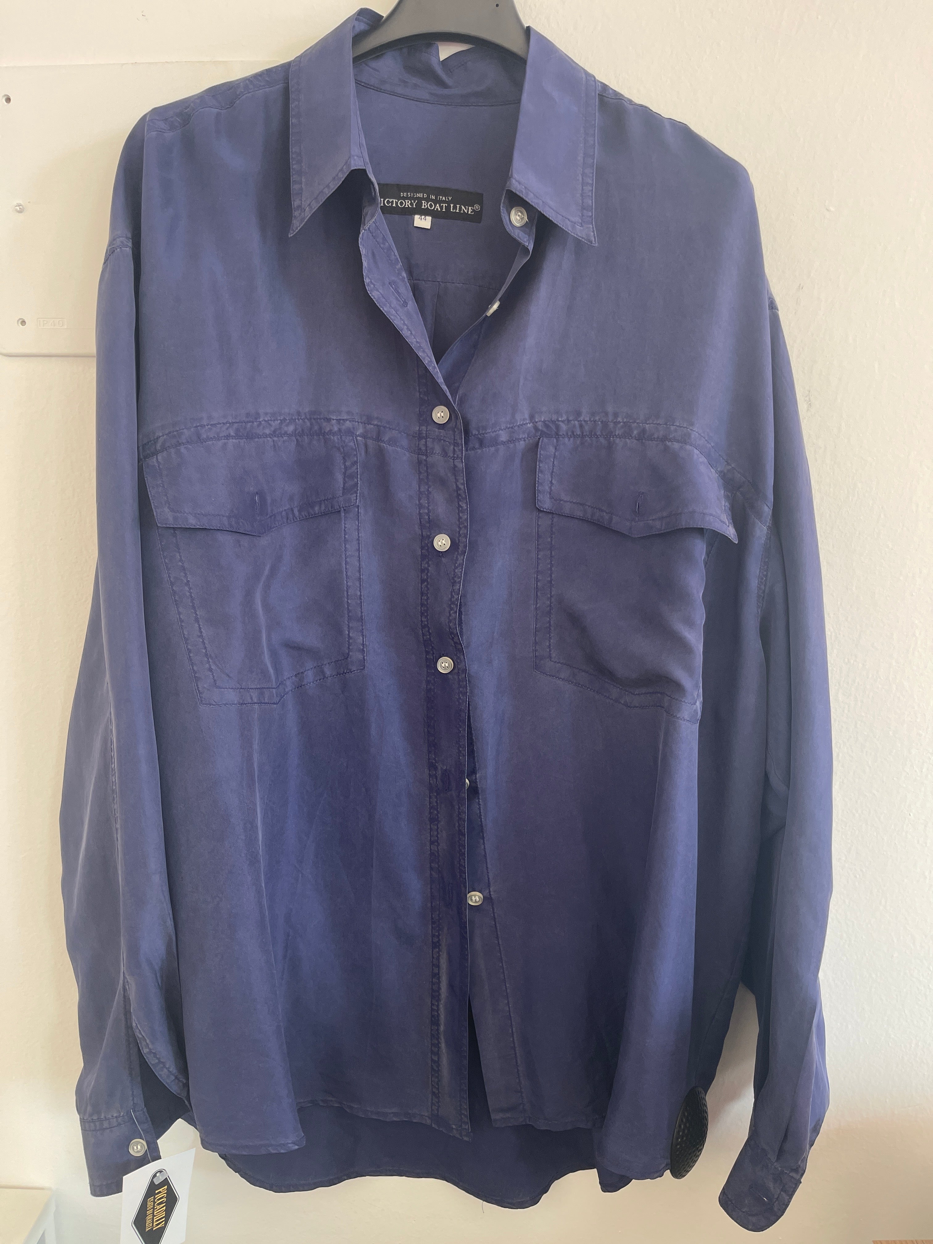 Camicia Donna Blu 100% Seta Tg 44