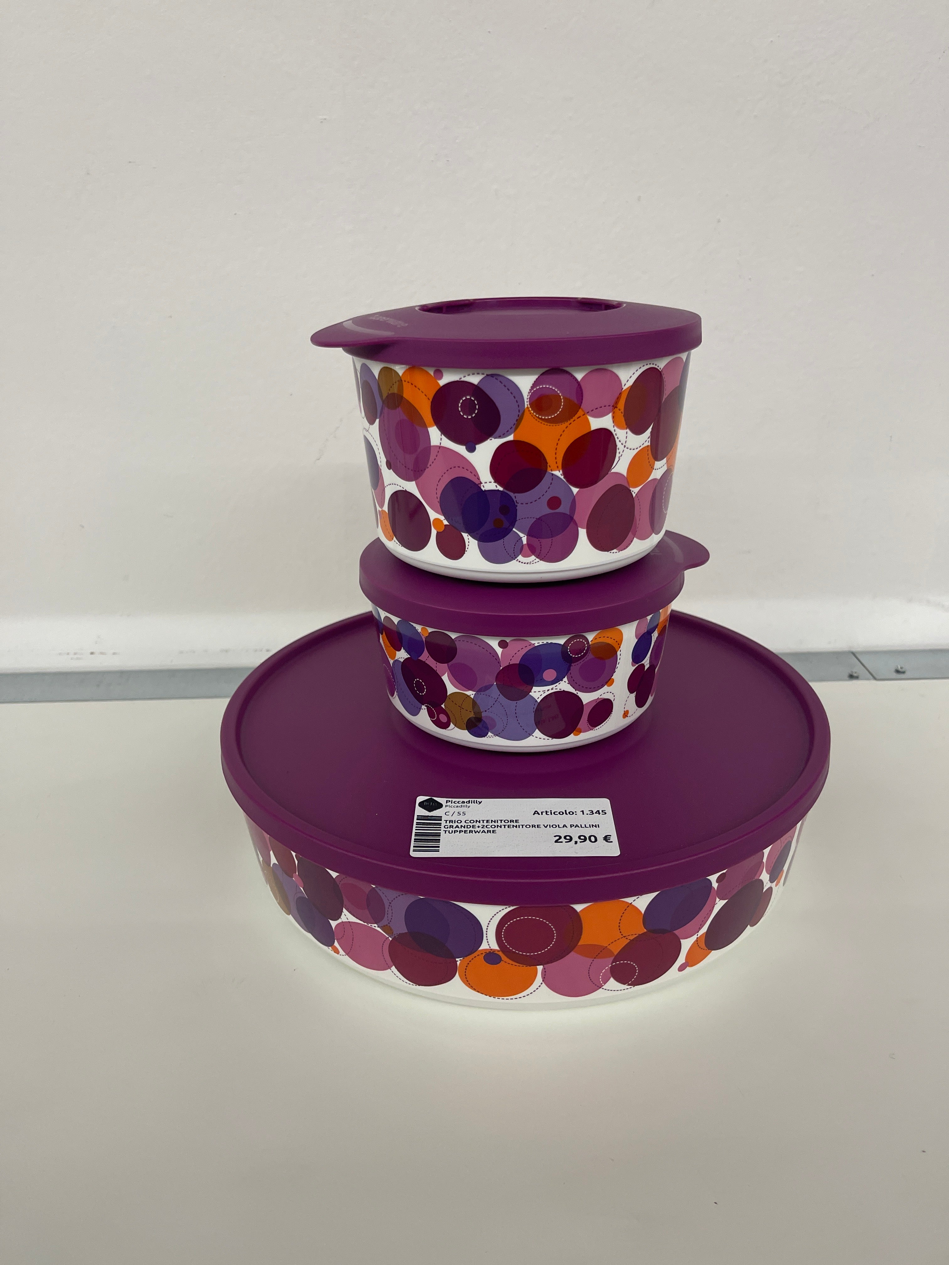 Trio Contenitore Grande+2contenitore Viola Pallini Tupperware