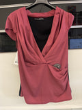 Maglietta Donna Scollo V Magenta E Nero Liu Jo Tg 42