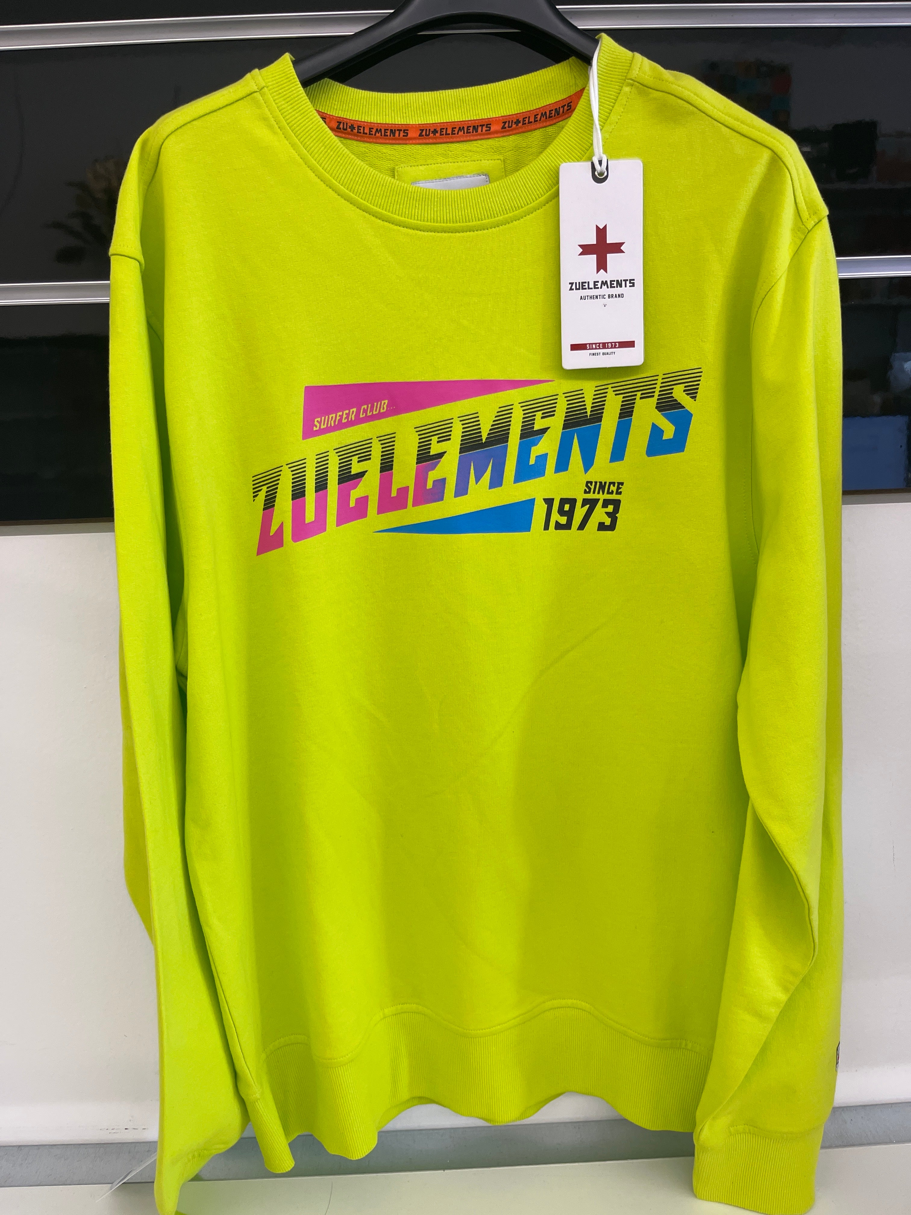 Felpa Giallo Fluo Scritte Zuelements Tg L Nuovo Con Cartellino