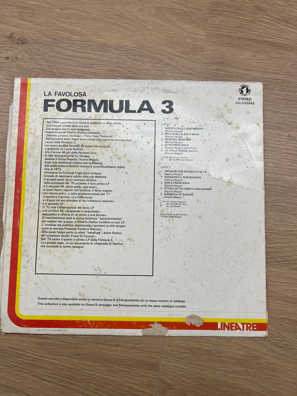 Disco Lp 33 Giri Vinile Formula 3 –la Favolosa Formula 3