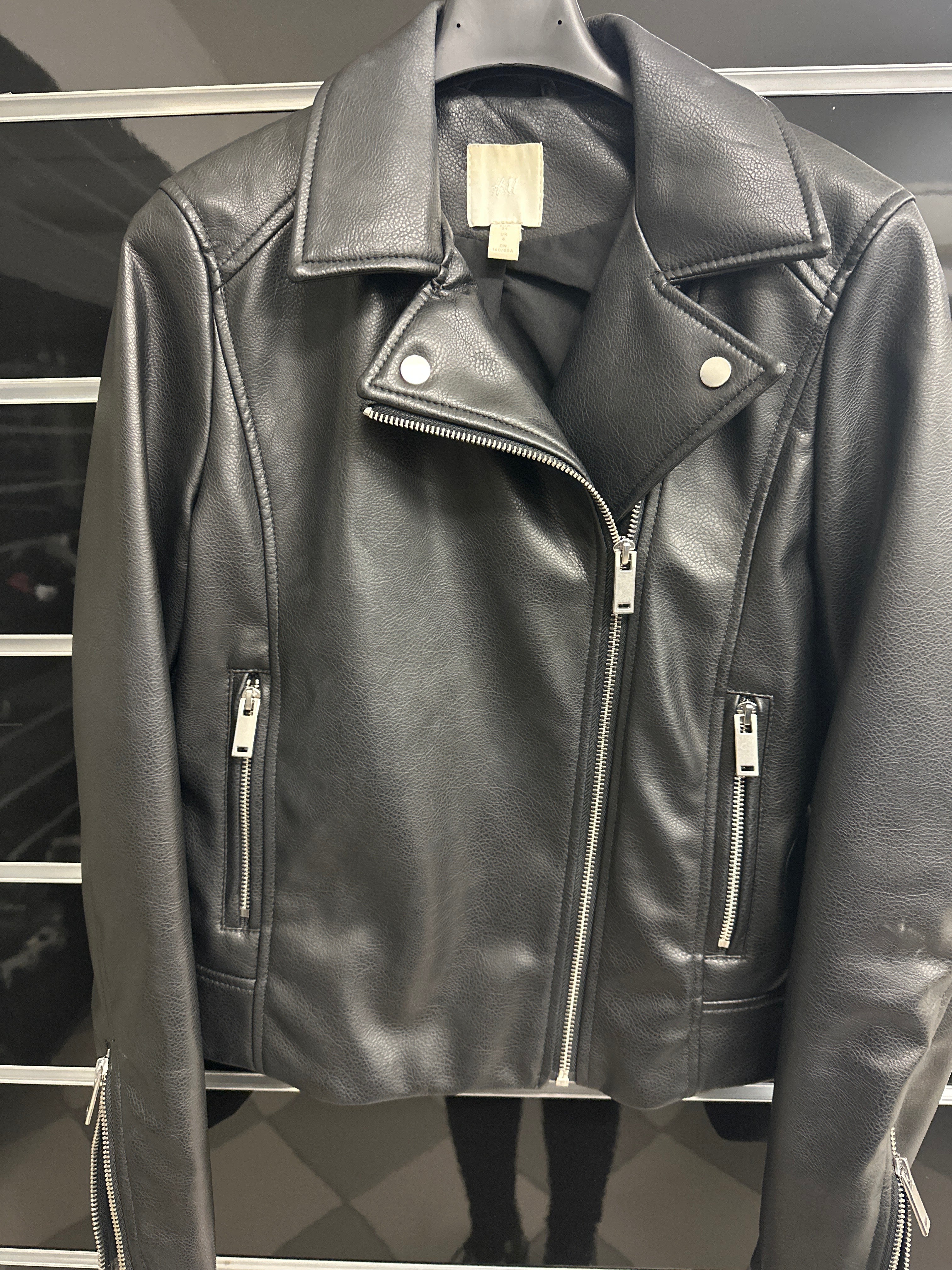 Giubbino Nero Ecopelle H&m Tg 34