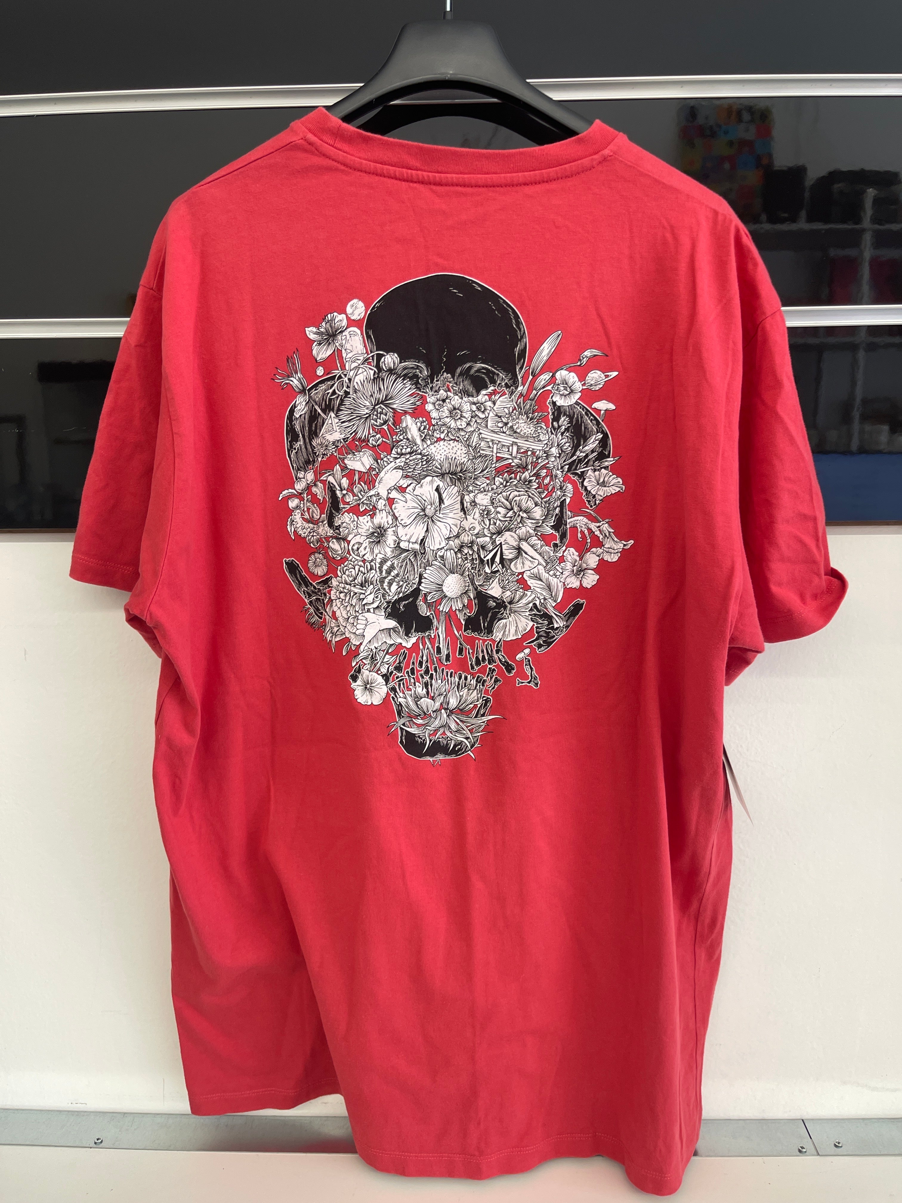 Maglietta Uomo Rossa Stampa Teschio Volcom Tg Xl