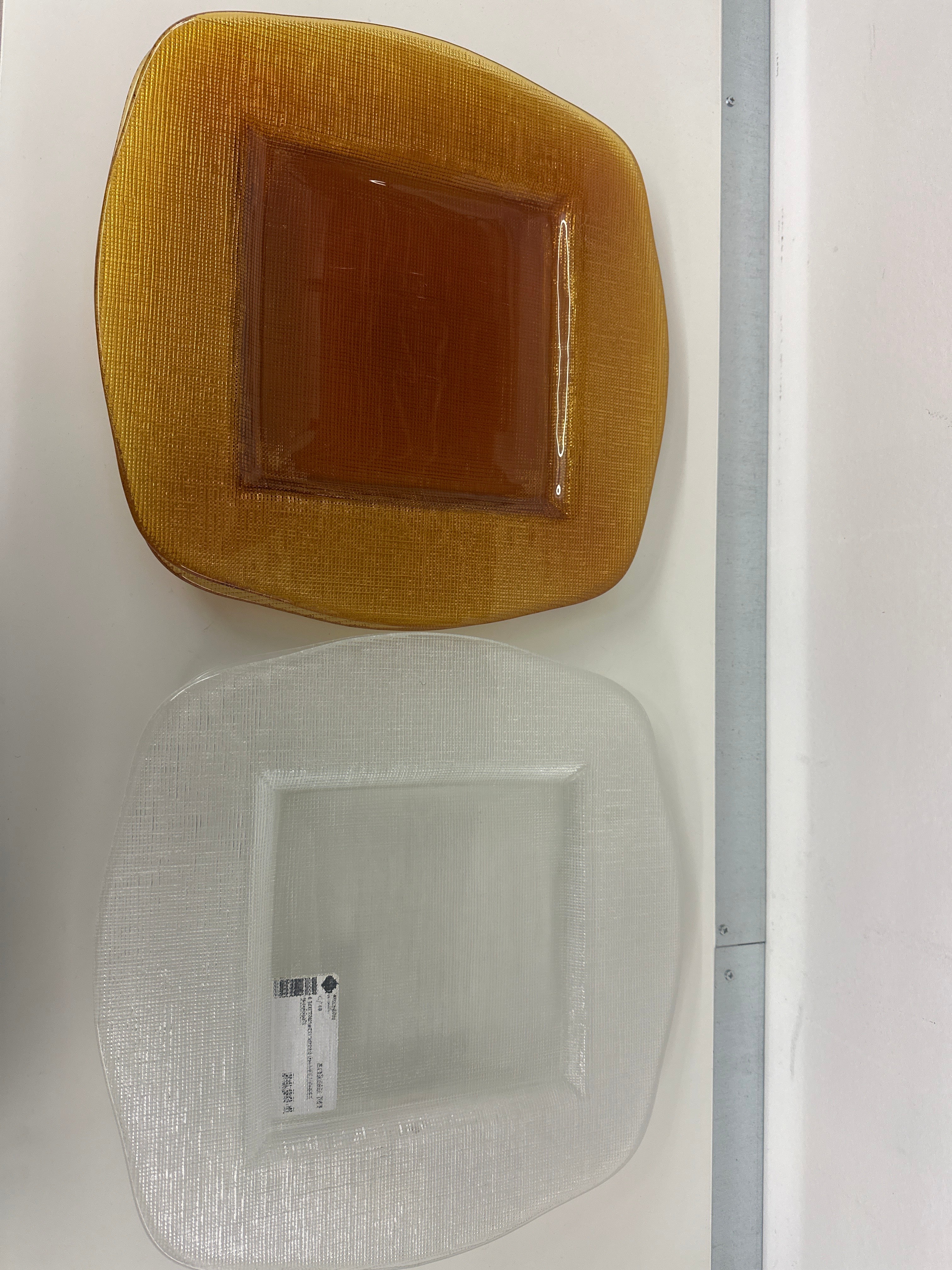 6 Sottopiatti Vetro Bianco/ambra Quadrati