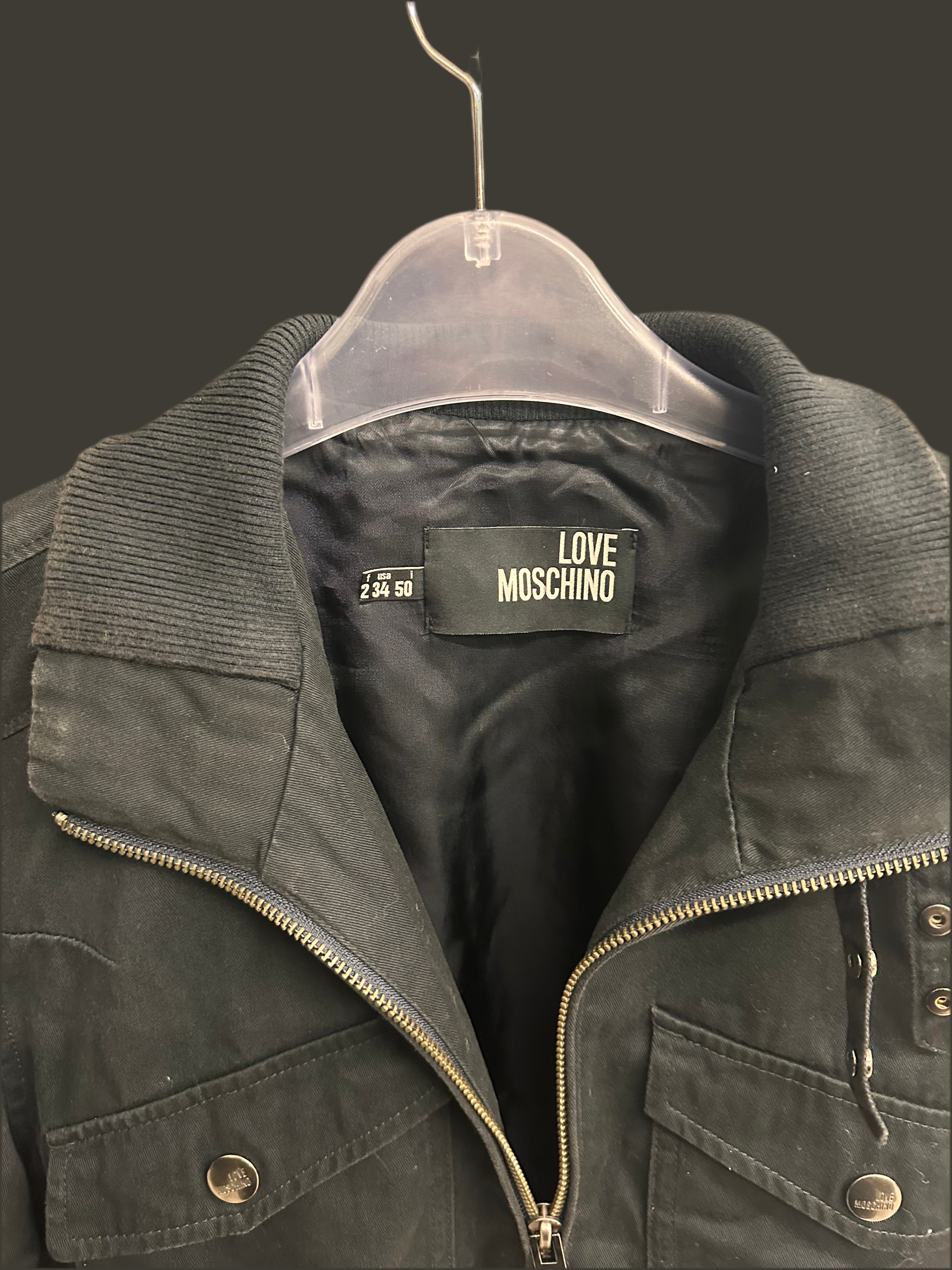 Giacca Uomo Nera Cotone Zip Love Moschino Tg 50 Taschine