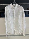 Camicia Uomo Blu/bianca/marrone Taglie Varie S-m-l 100% Lino