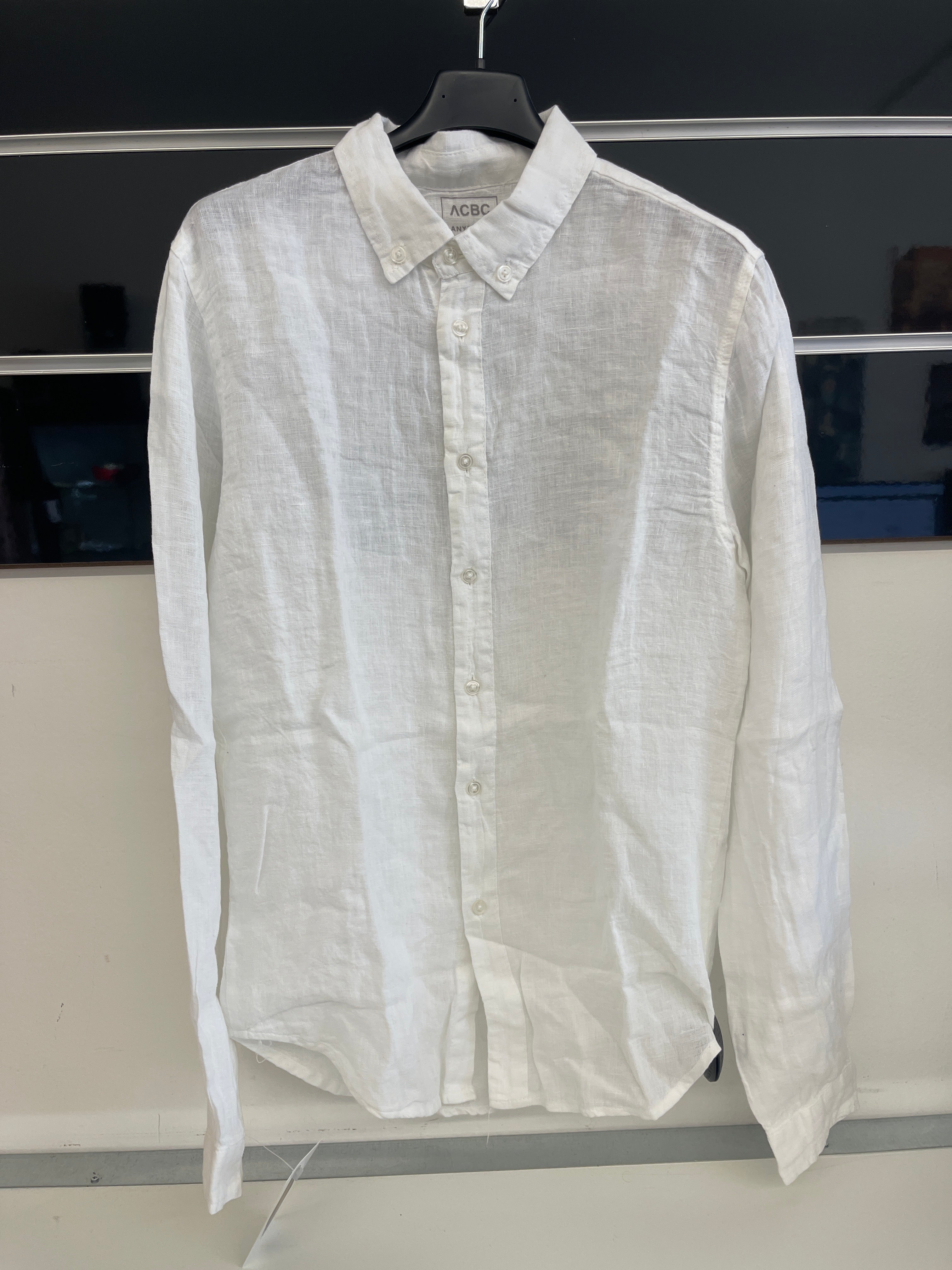 Camicia Uomo Blu/bianca/marrone Taglie Varie S-m-l 100% Lino