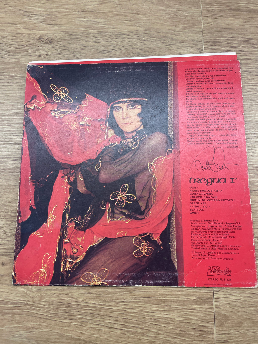 Disco Lp 33 Giri Vinile Renato Zero –tregua I°