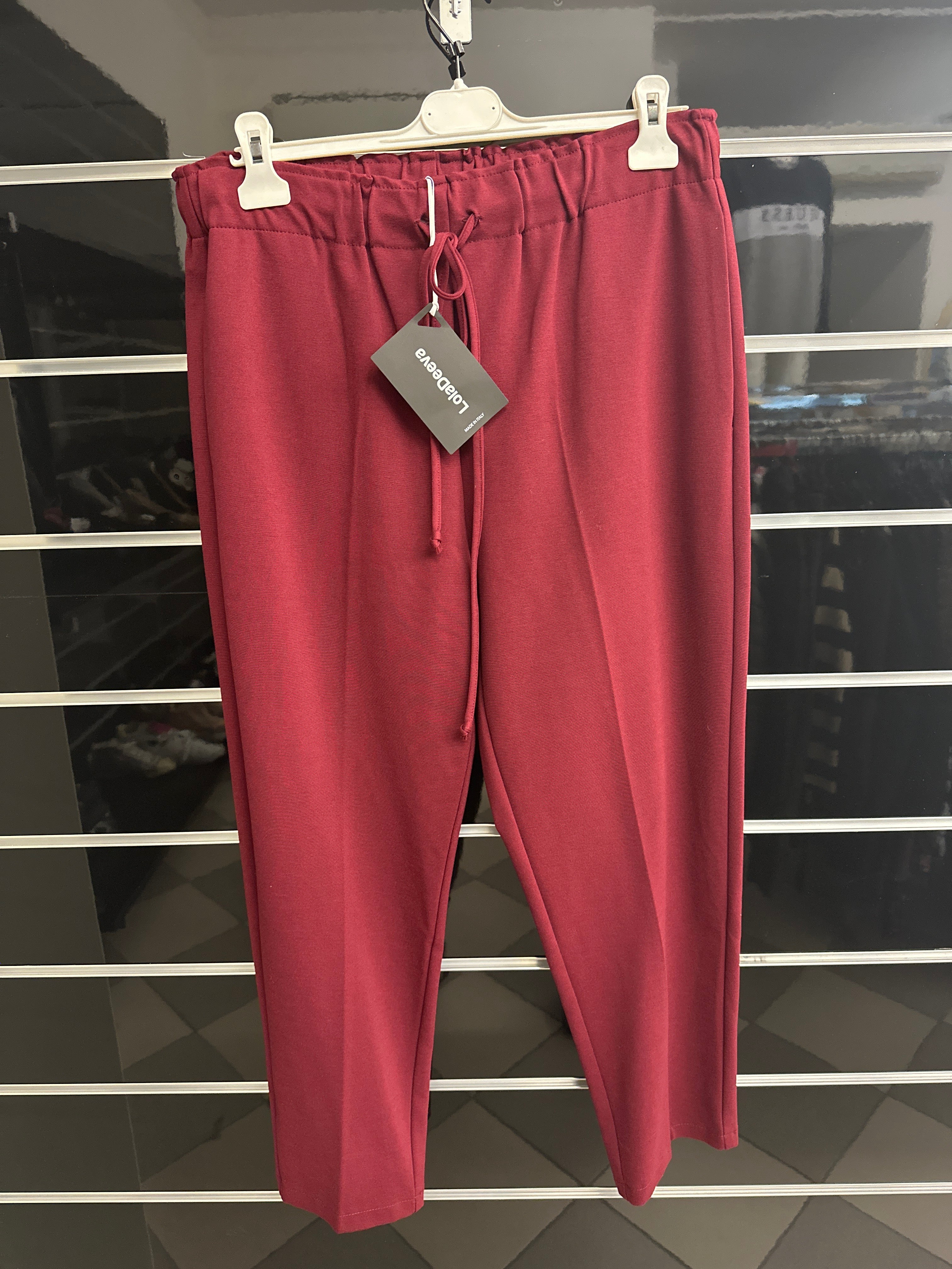 Pantalone Donna Rosso Bordeaux Tg 50 Loladeeva Nuovo Con Etichetta