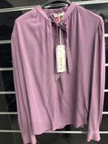 Camicetta Donna Viola/bianca Fantasia Fiocchetto Collo Tg M/l Please Nuovo Con Etichetta