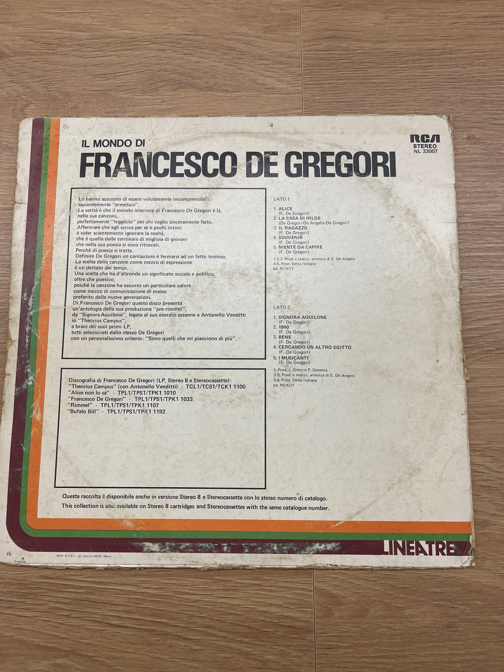 Disco Lp 33 Giri Vinile Francesco De Gregori –il Mondo Di Francesco De Gregori