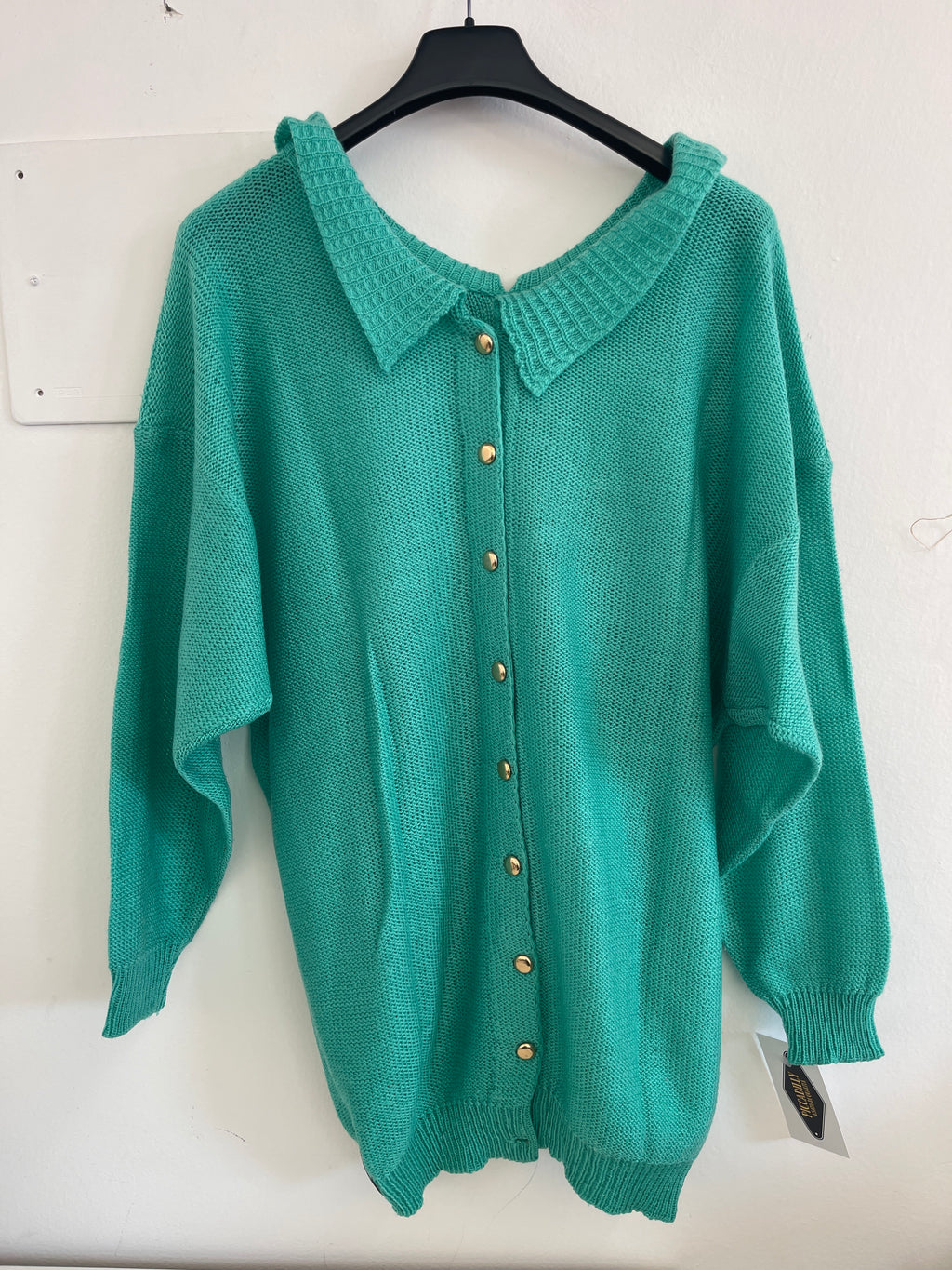 Maglioncino Colletto Verde Acqua Bottoni Dorati Schiena Tg Unica