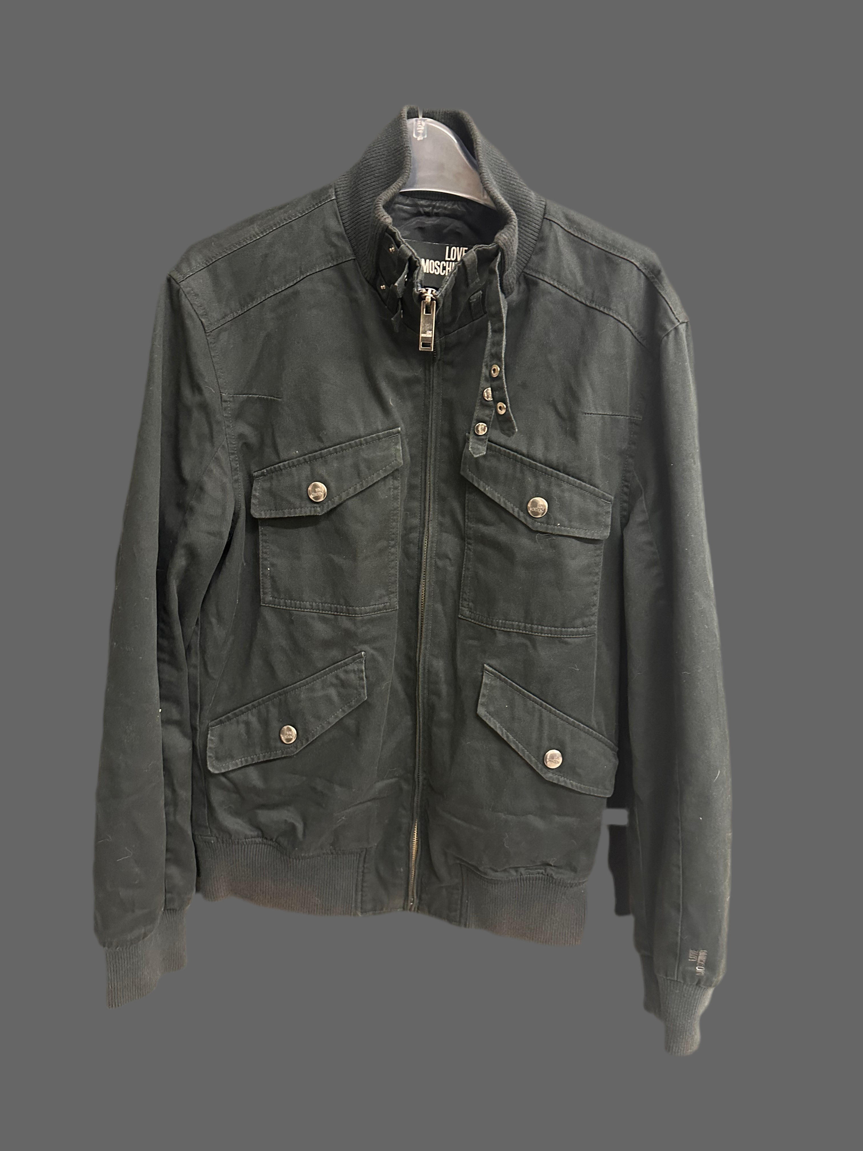 Giacca Uomo Nera Cotone Zip Love Moschino Tg 50 Taschine