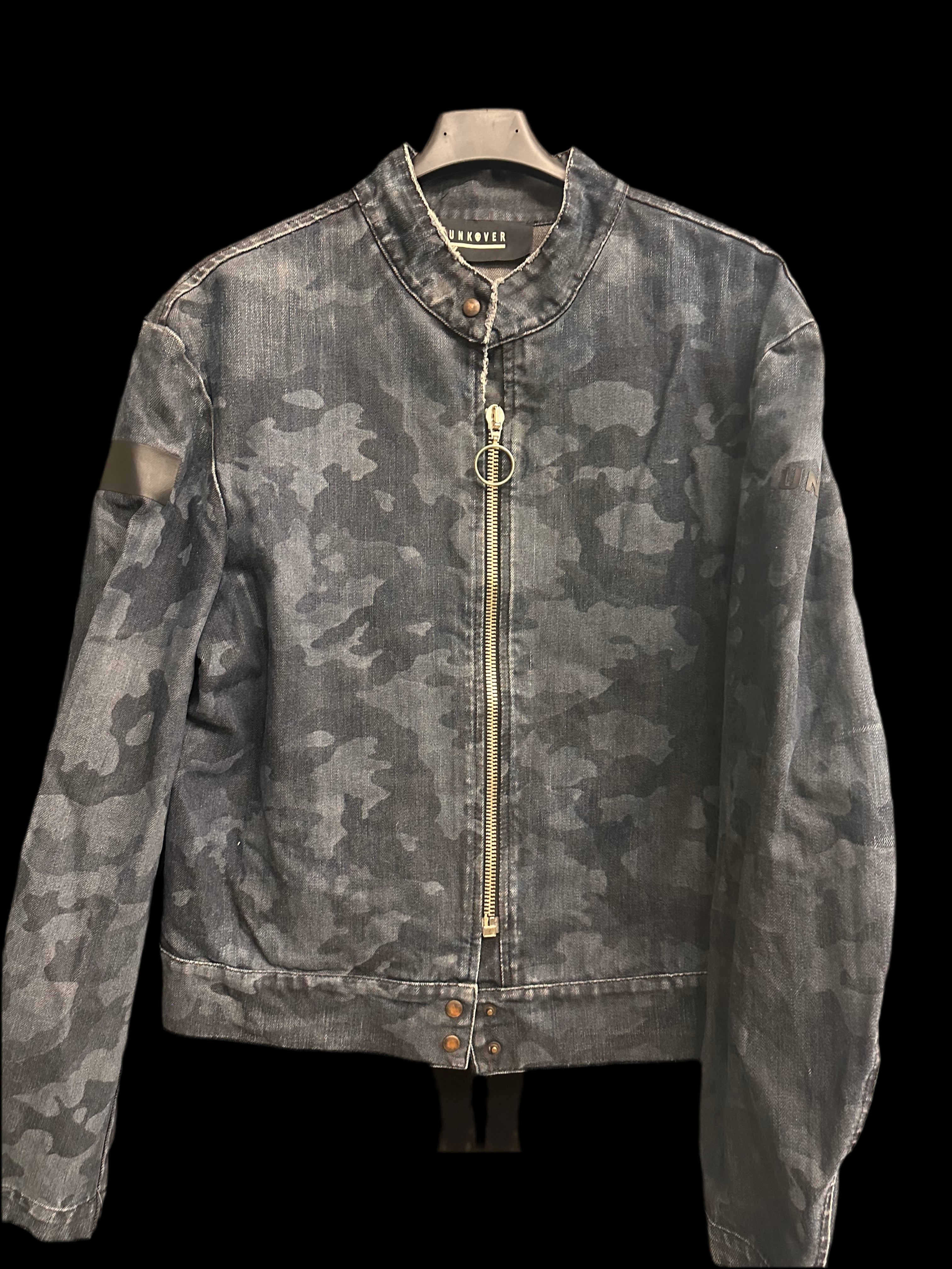 Giubbino In Jeans Fantasia Mimetica Blu Unkover Tg M