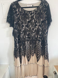 Vestito Nero Beige Inserti Pizzo E Plisettato Kitana Tg 52